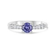 Anello - 18 carati Oro bianco - 0.87ct. tw. Tanzanite - Diamante