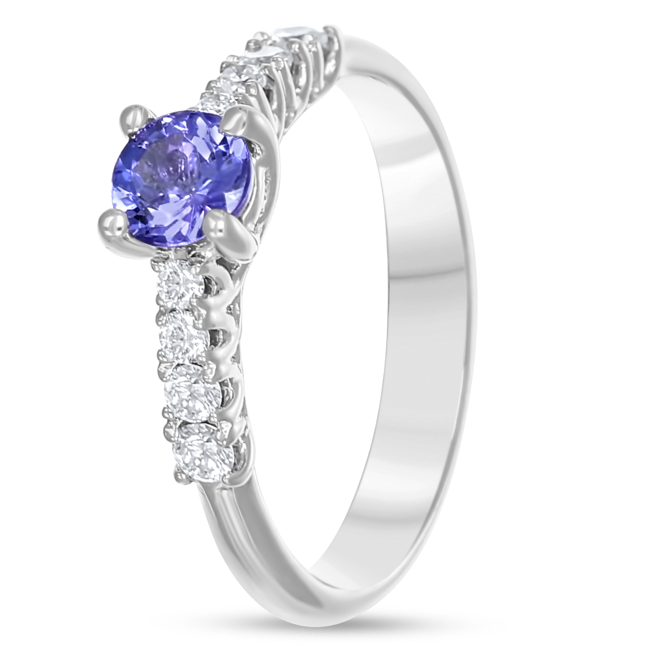 Anello - 18 carati Oro bianco - 0.87ct. tw. Tanzanite - Diamante