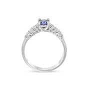 Anello - 18 carati Oro bianco - 0.87ct. tw. Tanzanite - Diamante