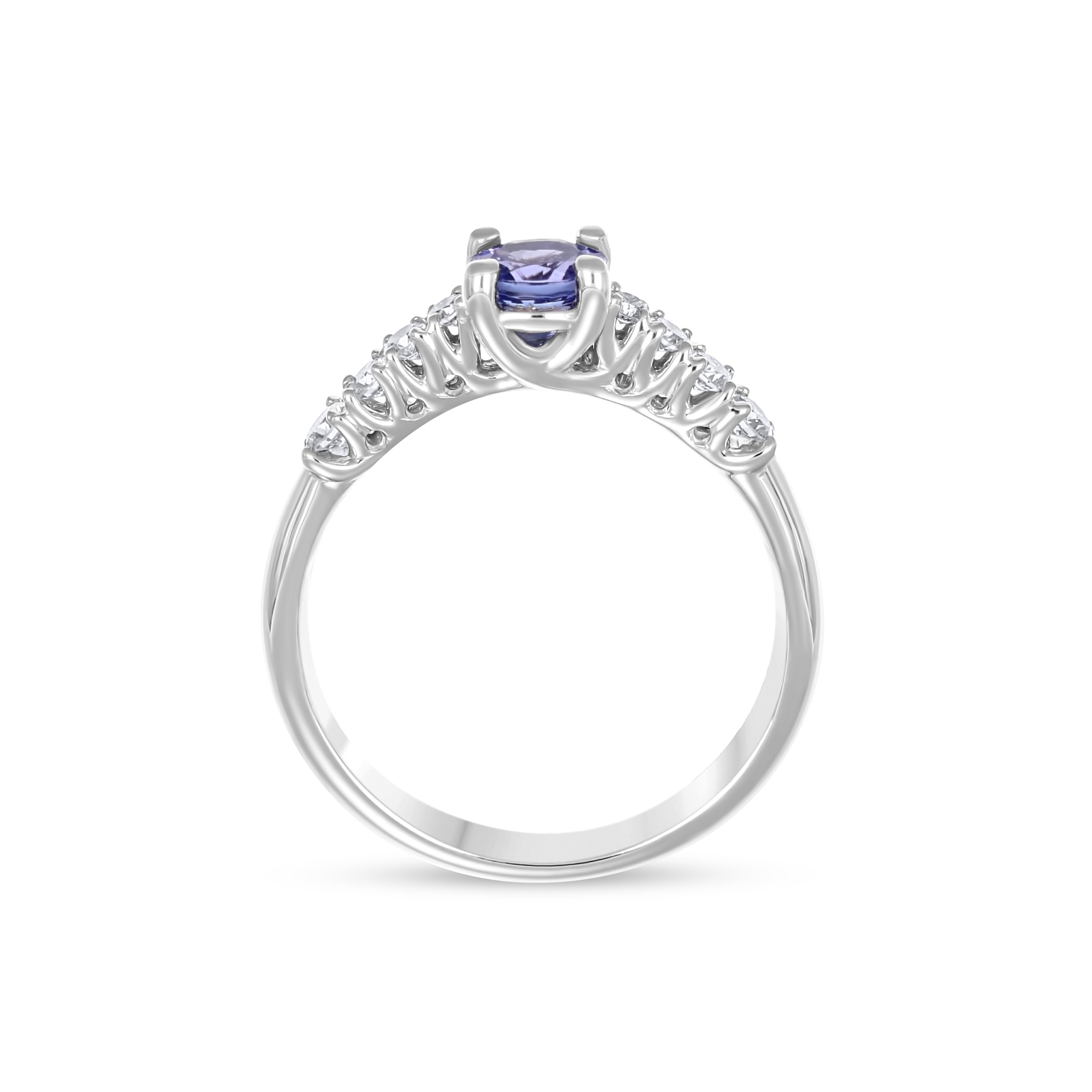 Anello - 18 carati Oro bianco - 0.87ct. tw. Tanzanite - Diamante