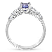 Anello - 18 carati Oro bianco - 0.87ct. tw. Tanzanite - Diamante