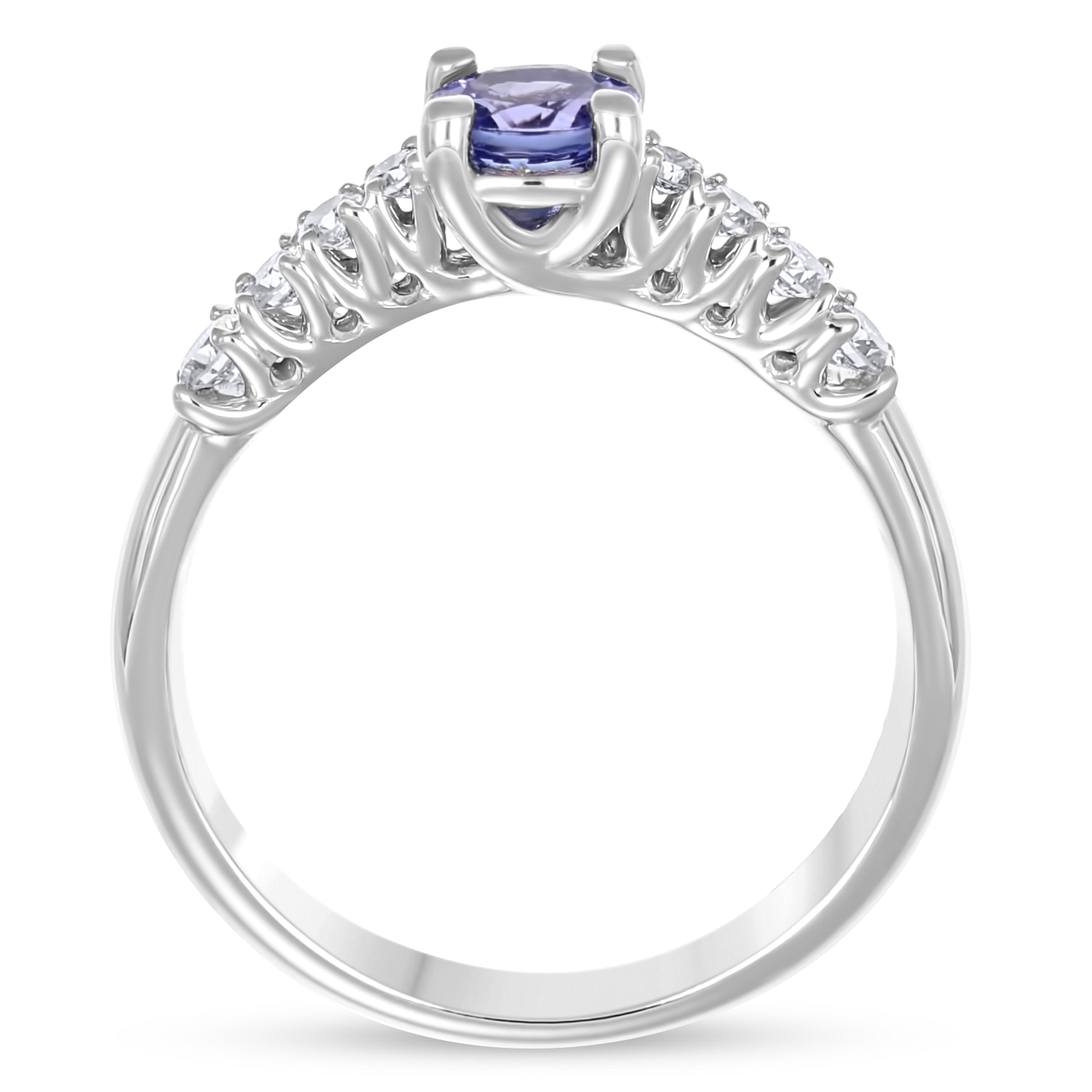 Anello - 18 carati Oro bianco - 0.87ct. tw. Tanzanite - Diamante