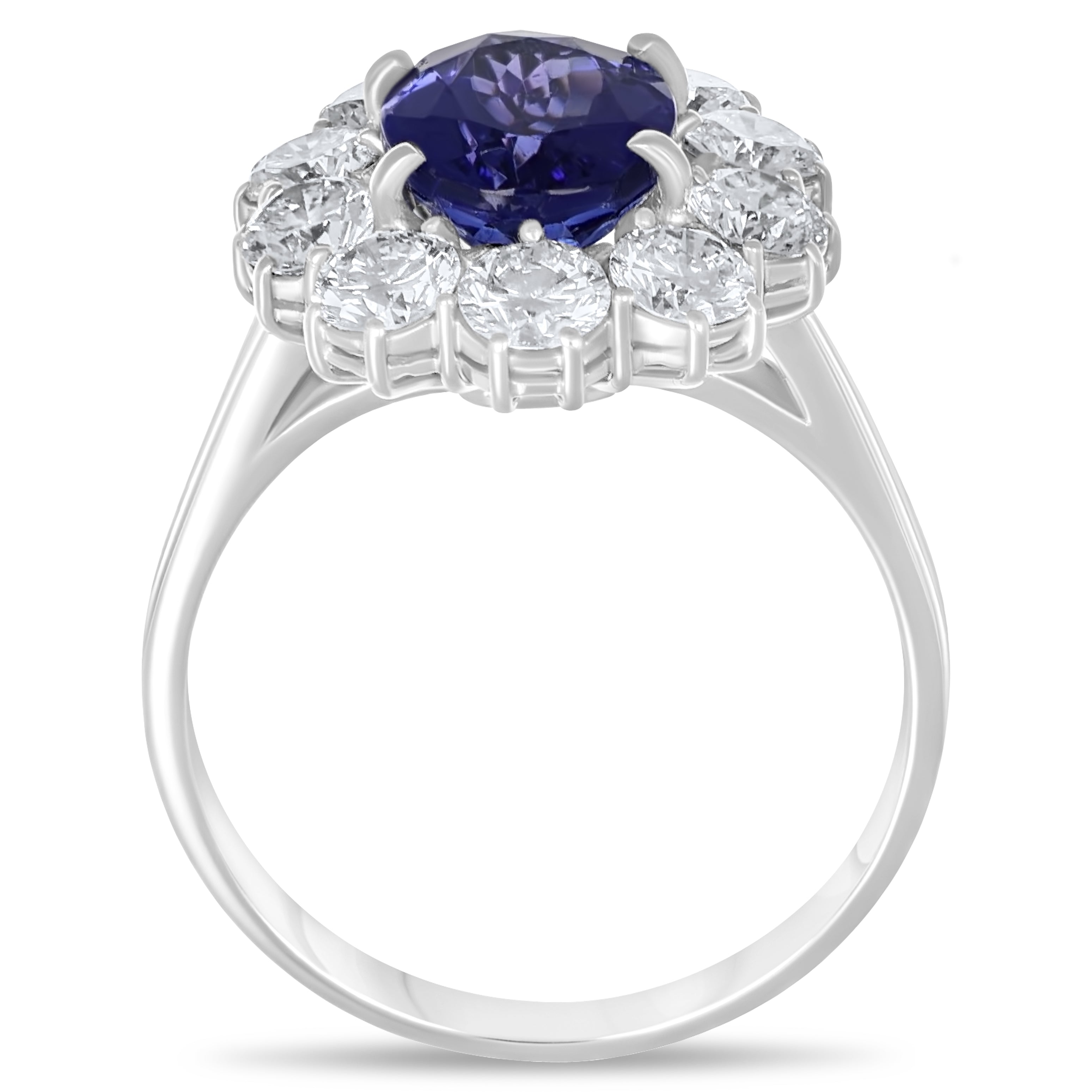 Anello - 18 carati Oro bianco - 4.10ct. tw. Tanzanite - Diamante