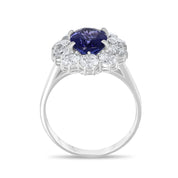 Anello - 18 carati Oro bianco - 4.10ct. tw. Tanzanite - Diamante