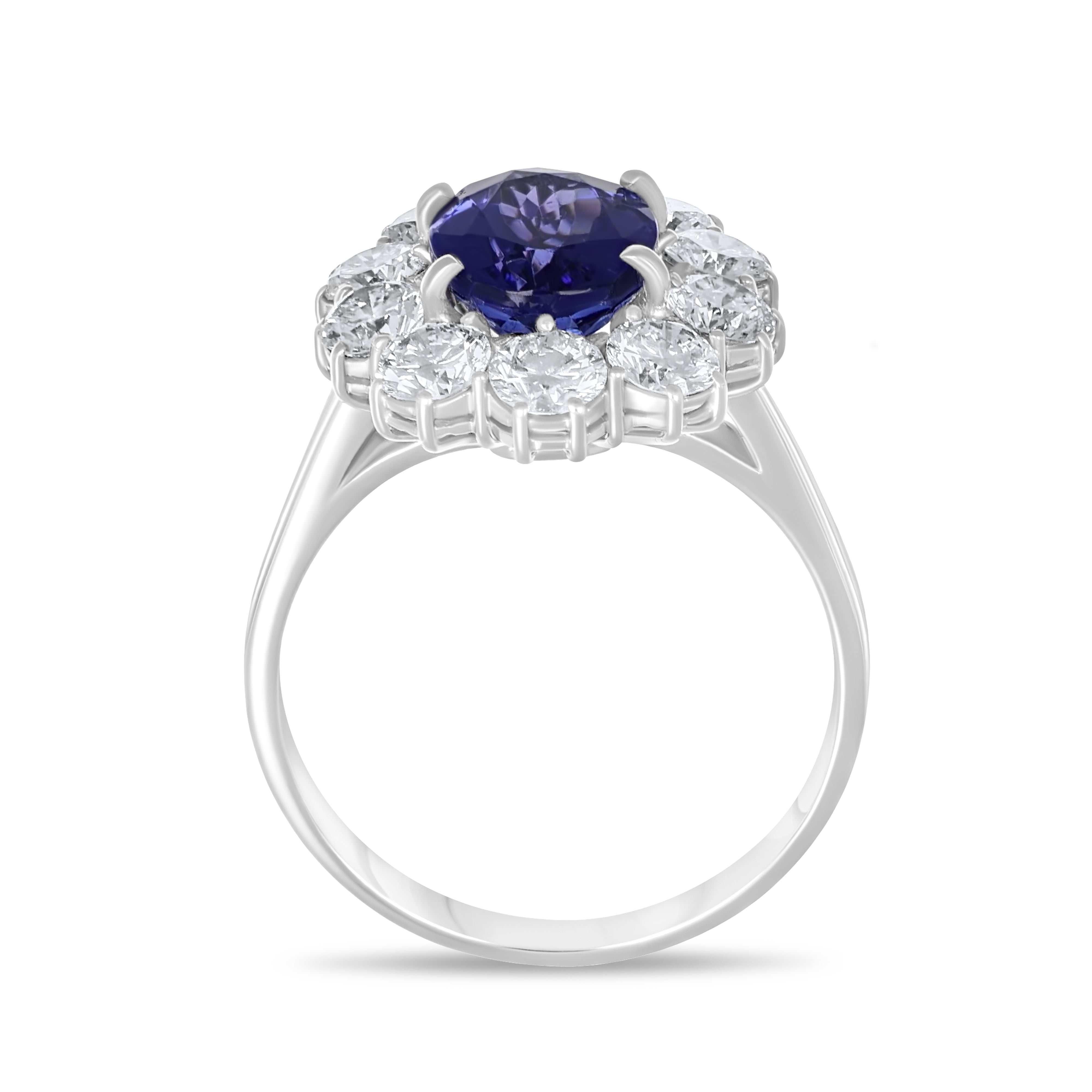 Anello - 18 carati Oro bianco - 4.10ct. tw. Tanzanite - Diamante