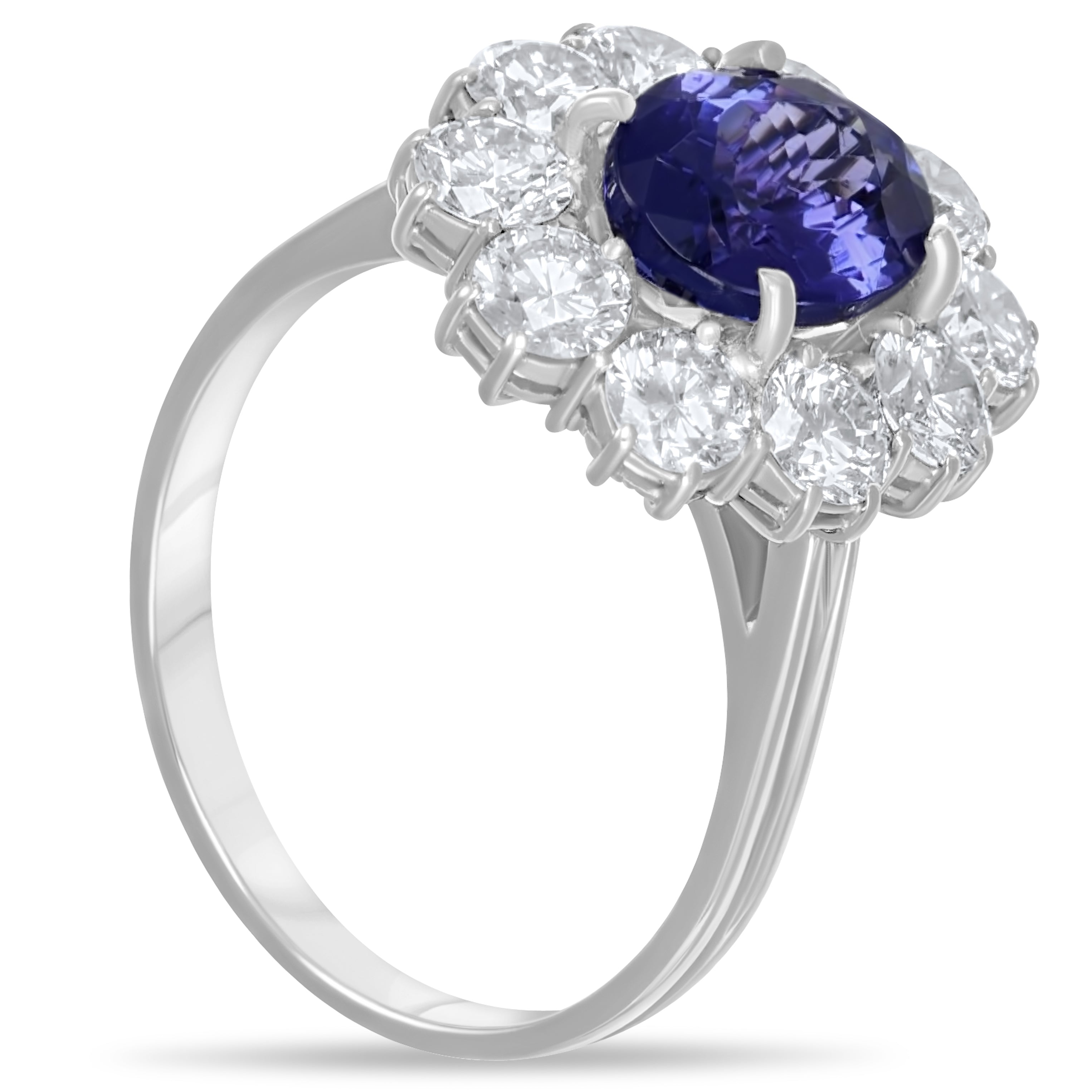 Anello - 18 carati Oro bianco - 4.10ct. tw. Tanzanite - Diamante