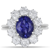 Anello - 18 carati Oro bianco - 4.10ct. tw. Tanzanite - Diamante