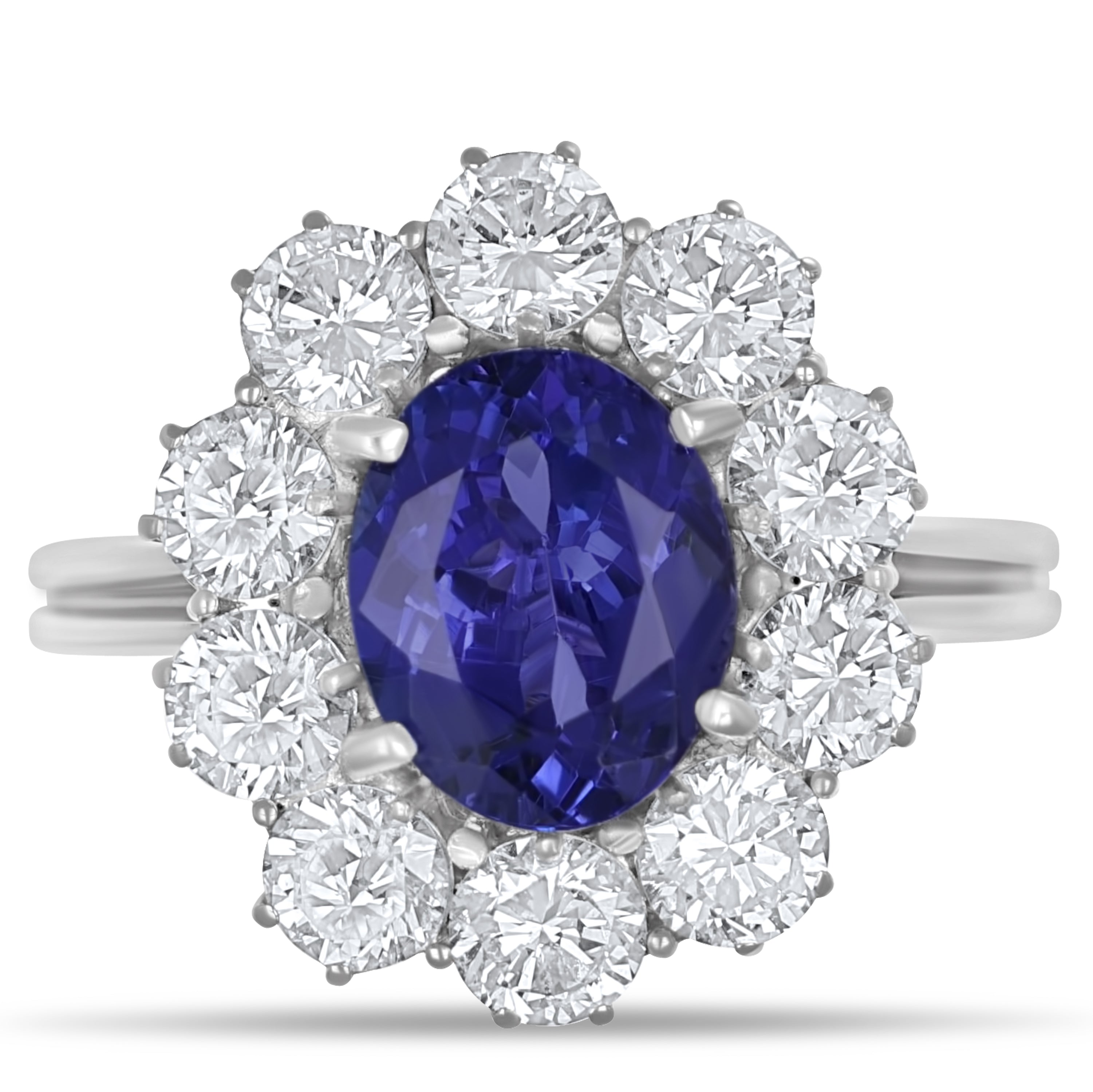 Anello - 18 carati Oro bianco - 4.10ct. tw. Tanzanite - Diamante