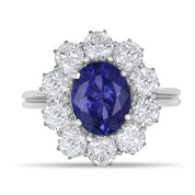 Anello - 18 carati Oro bianco - 4.10ct. tw. Tanzanite - Diamante