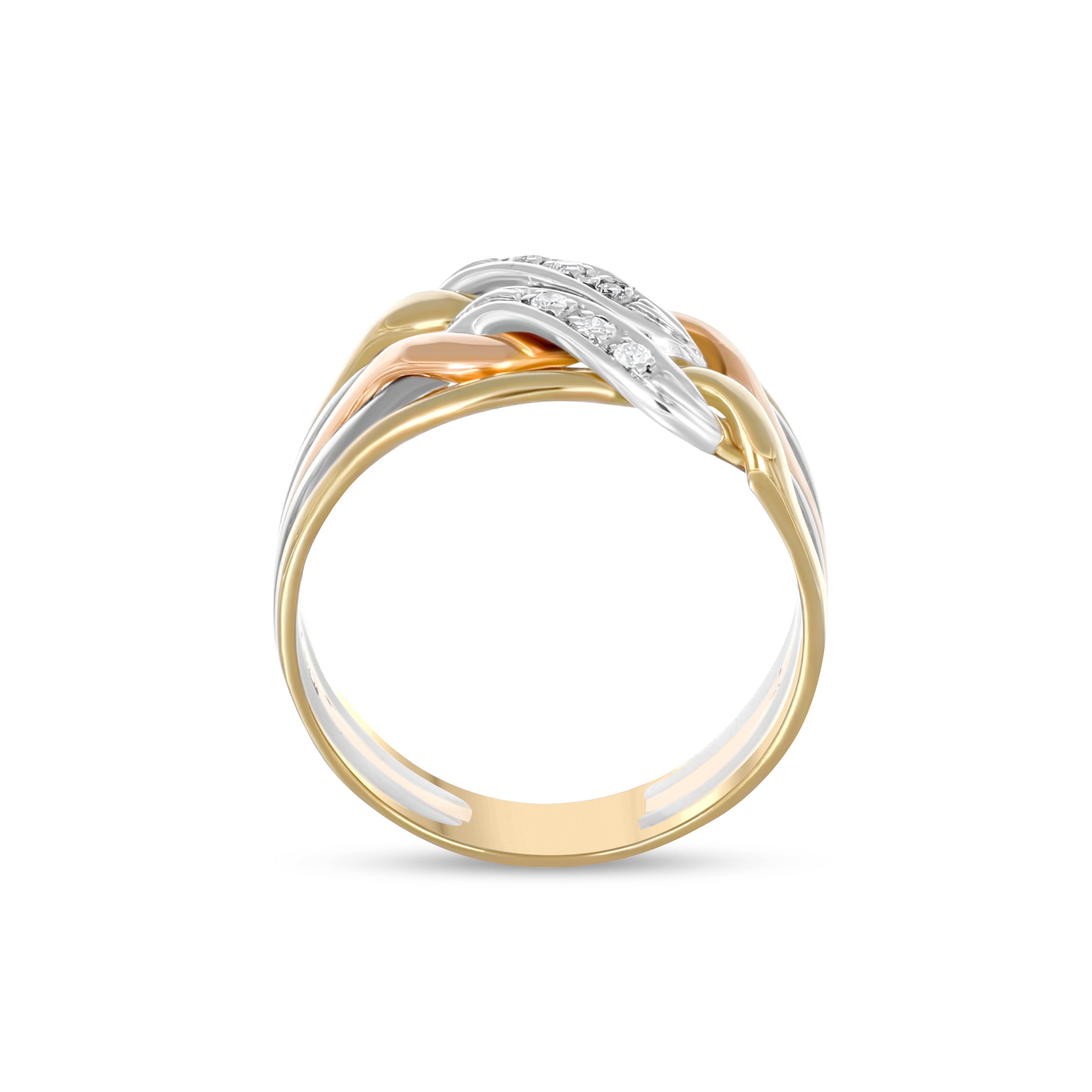 Anello - Oro rosa 18 kt, Oro bianco, Oro giallo - 0,09 ct. tw. Diamante (naturale)