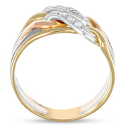 Anello - Oro rosa 18 kt, Oro bianco, Oro giallo - 0,09 ct. tw. Diamante (naturale)