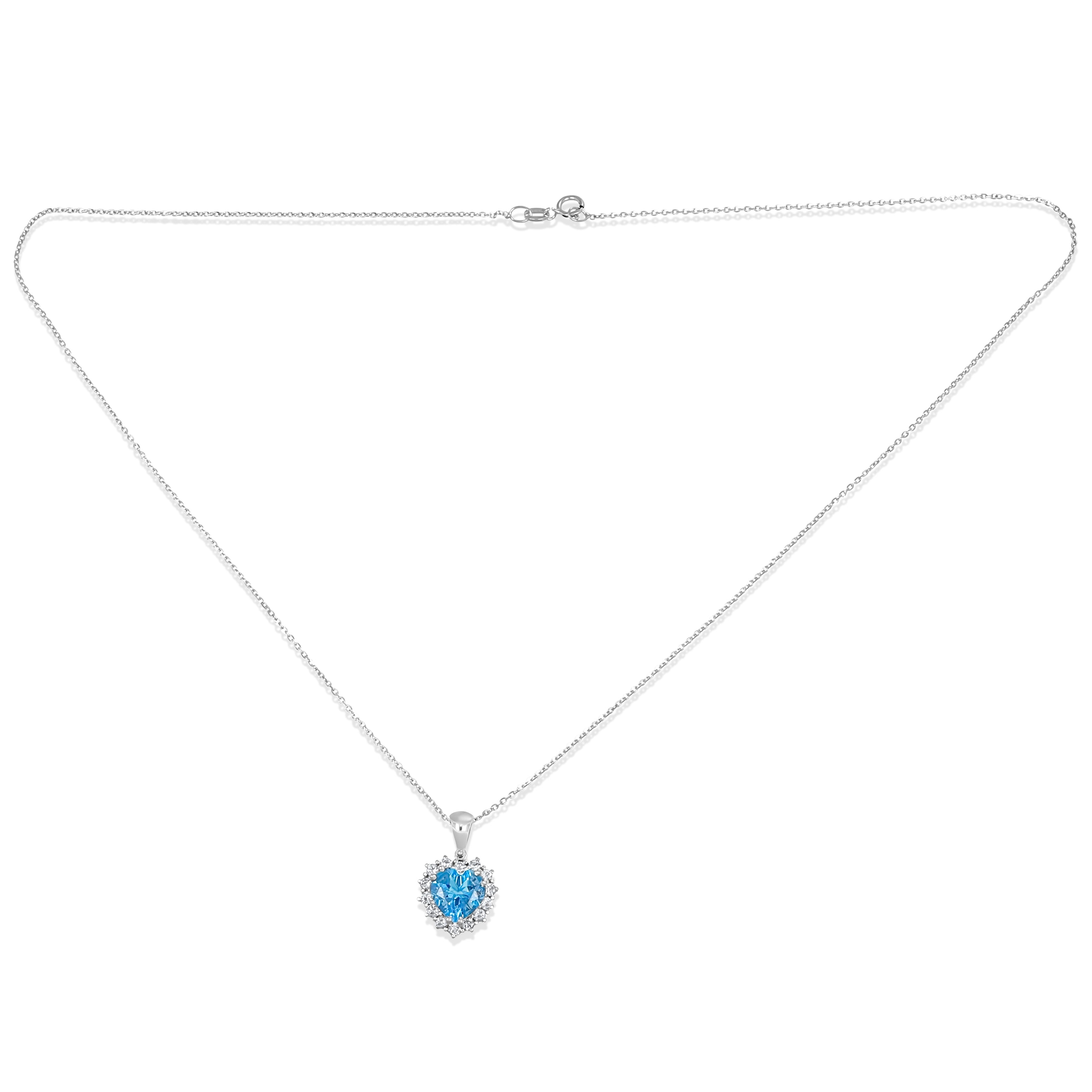 Collana con ciondolo - 18 carati Oro bianco - 2.42ct. tw. Topazio - Diamante