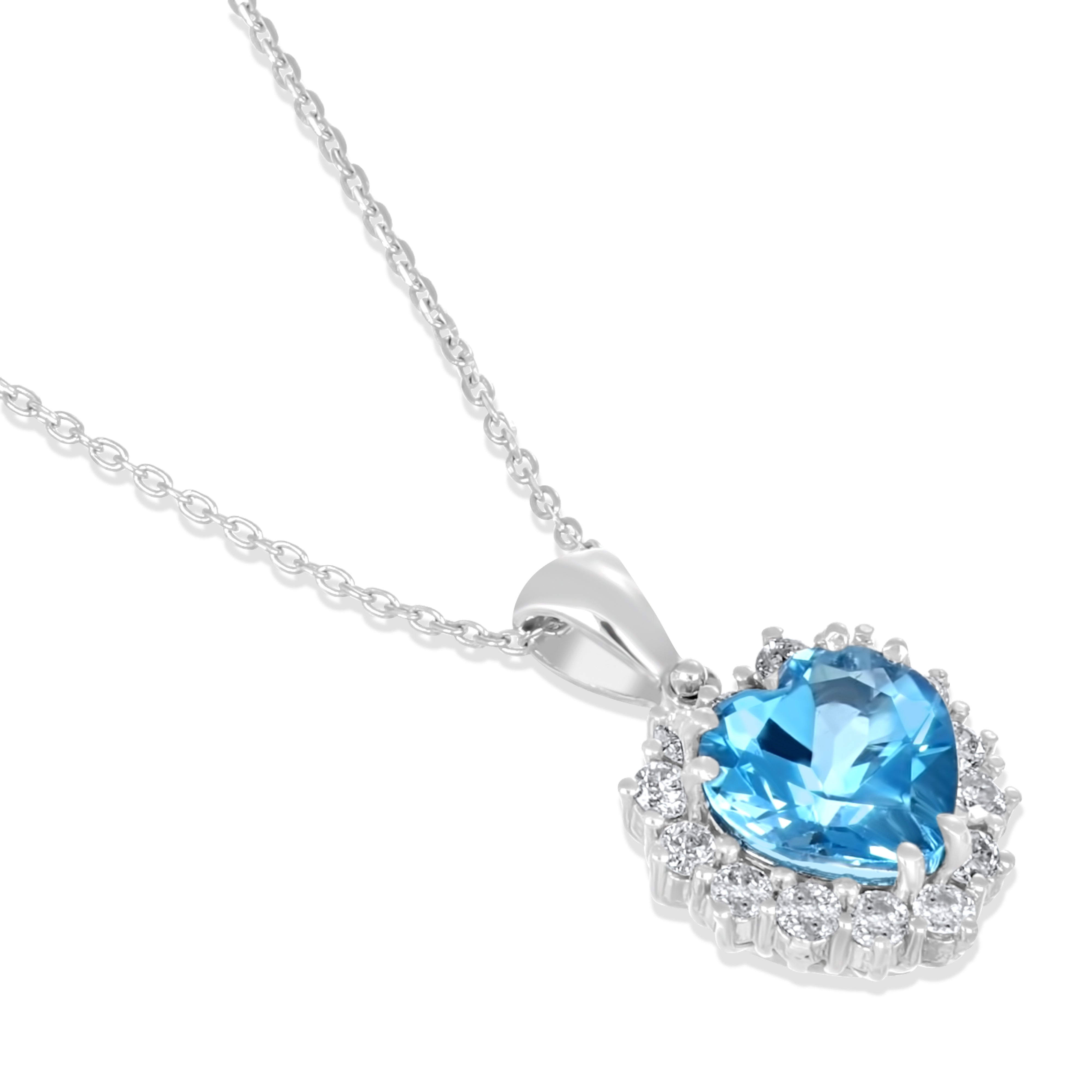 Collana con ciondolo - 18 carati Oro bianco - 2.42ct. tw. Topazio - Diamante