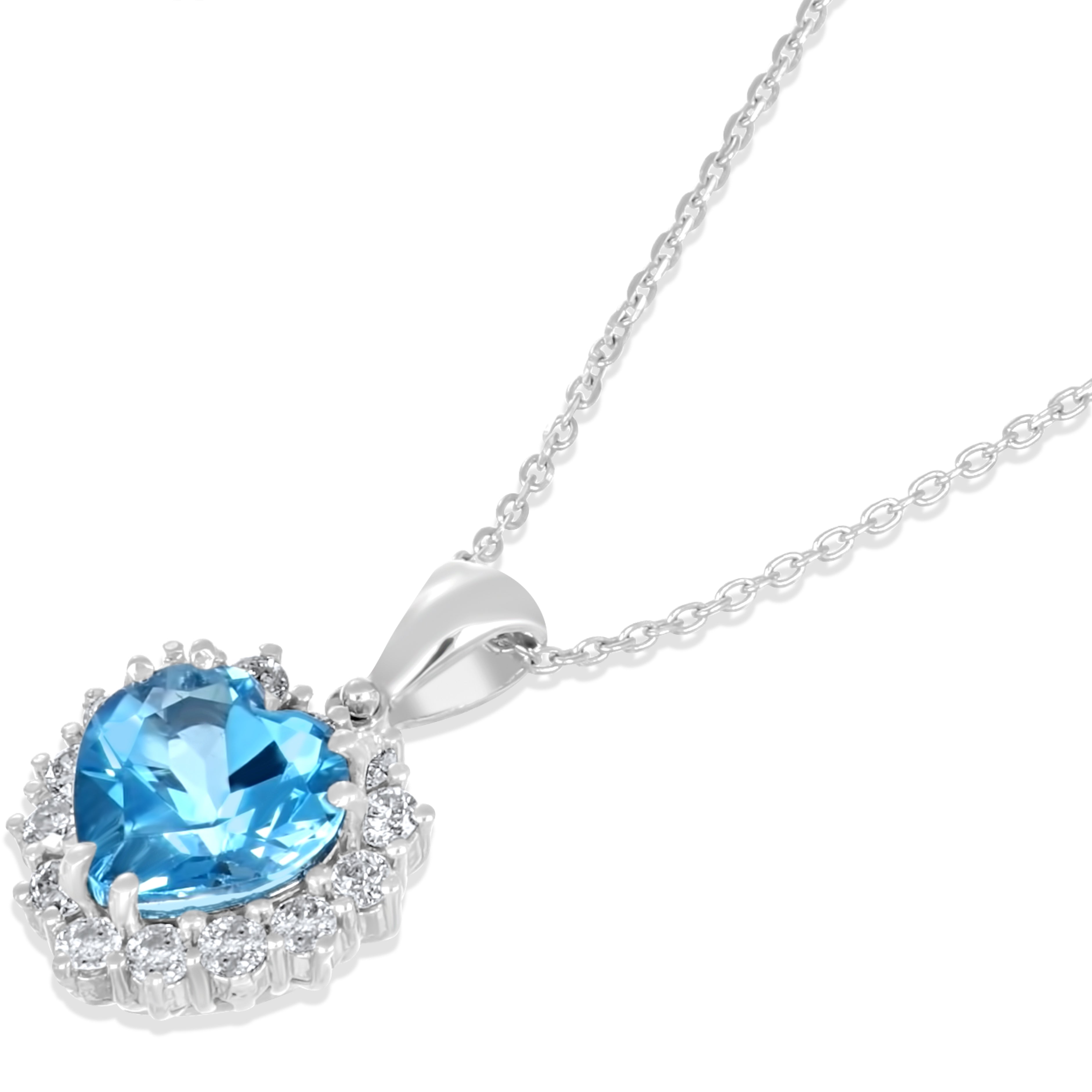 Collana con ciondolo - 18 carati Oro bianco - 2.42ct. tw. Topazio - Diamante