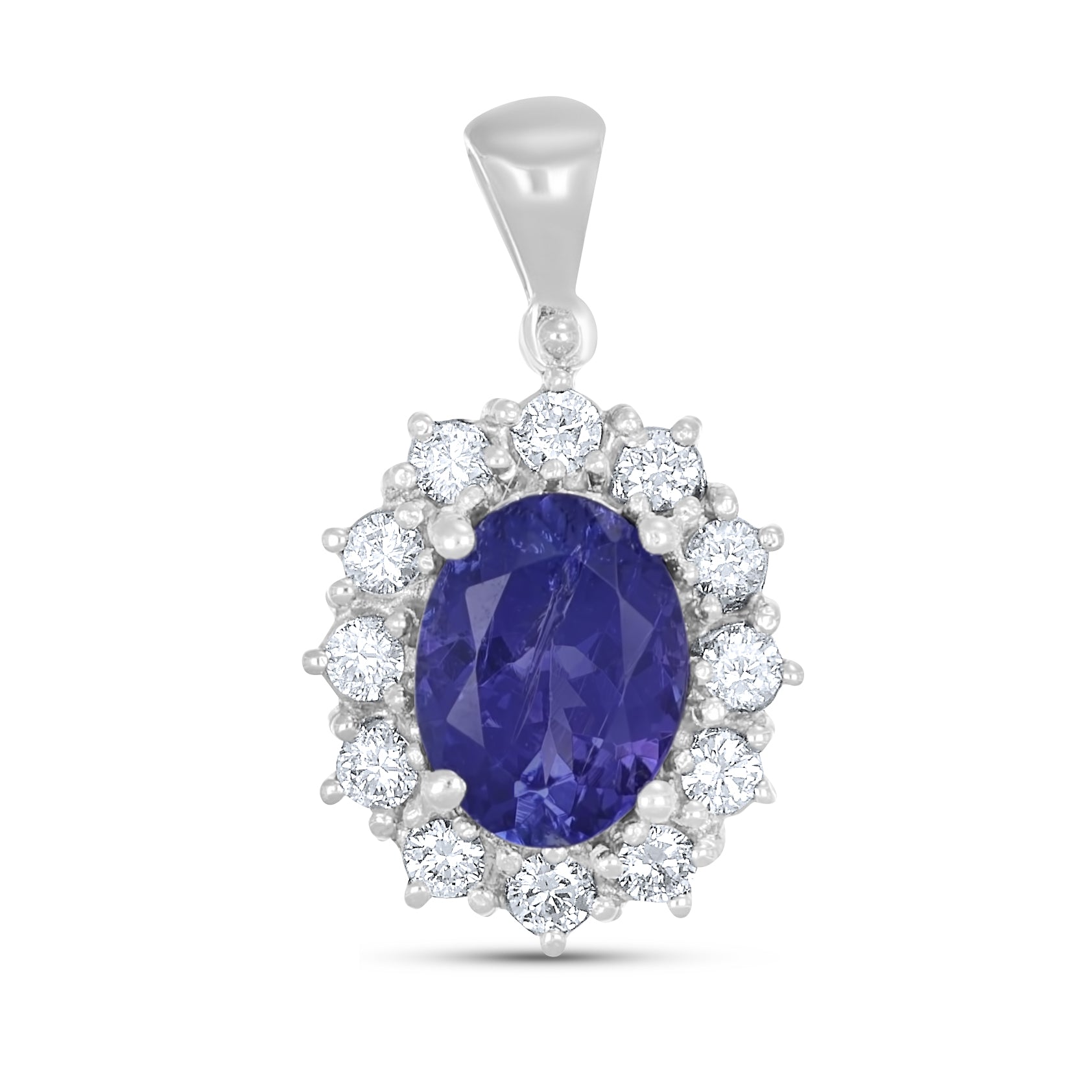 Ciondolo - 18 carati Oro bianco - 1.50ct. tw. Tanzanite - Diamante