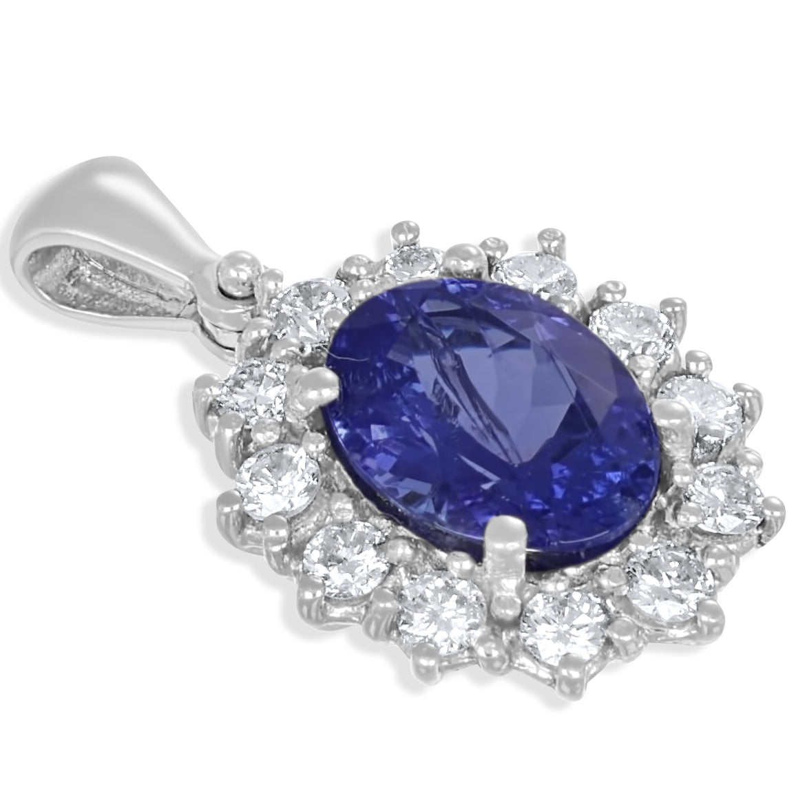 Ciondolo - 18 carati Oro bianco - 1.50ct. tw. Tanzanite - Diamante