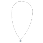 Collana con ciondolo - 18 carati Oro bianco - 0.75ct. tw. Acquamarina - Diamante