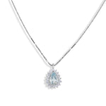 Collana con ciondolo - 18 carati Oro bianco - 0.75ct. tw. Acquamarina - Diamante