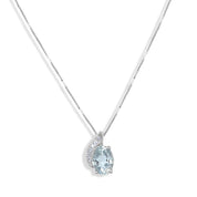 Collana con ciondolo - 18 carati Oro bianco - 1.25ct. tw. Acquamarina - Diamante