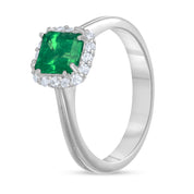 Anello - 18 carati Oro bianco - 1.15ct. tw. Smeraldo - Diamante