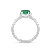 Anello - 18 carati Oro bianco - 1.15ct. tw. Smeraldo - Diamante