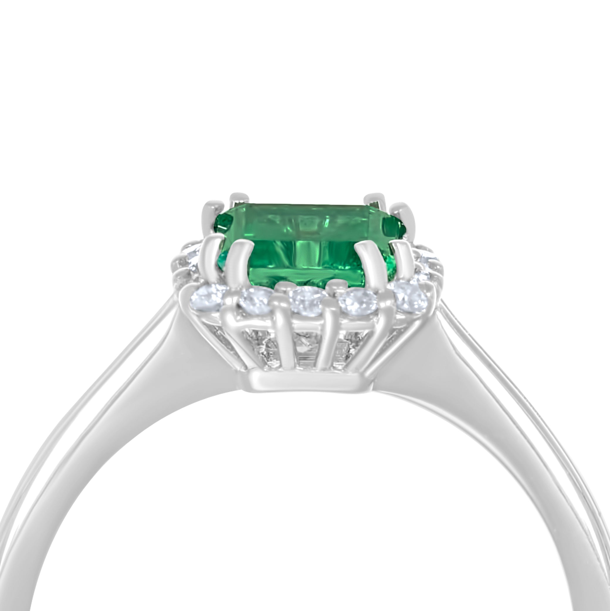 Anello - 18 carati Oro bianco - 1.15ct. tw. Smeraldo - Diamante