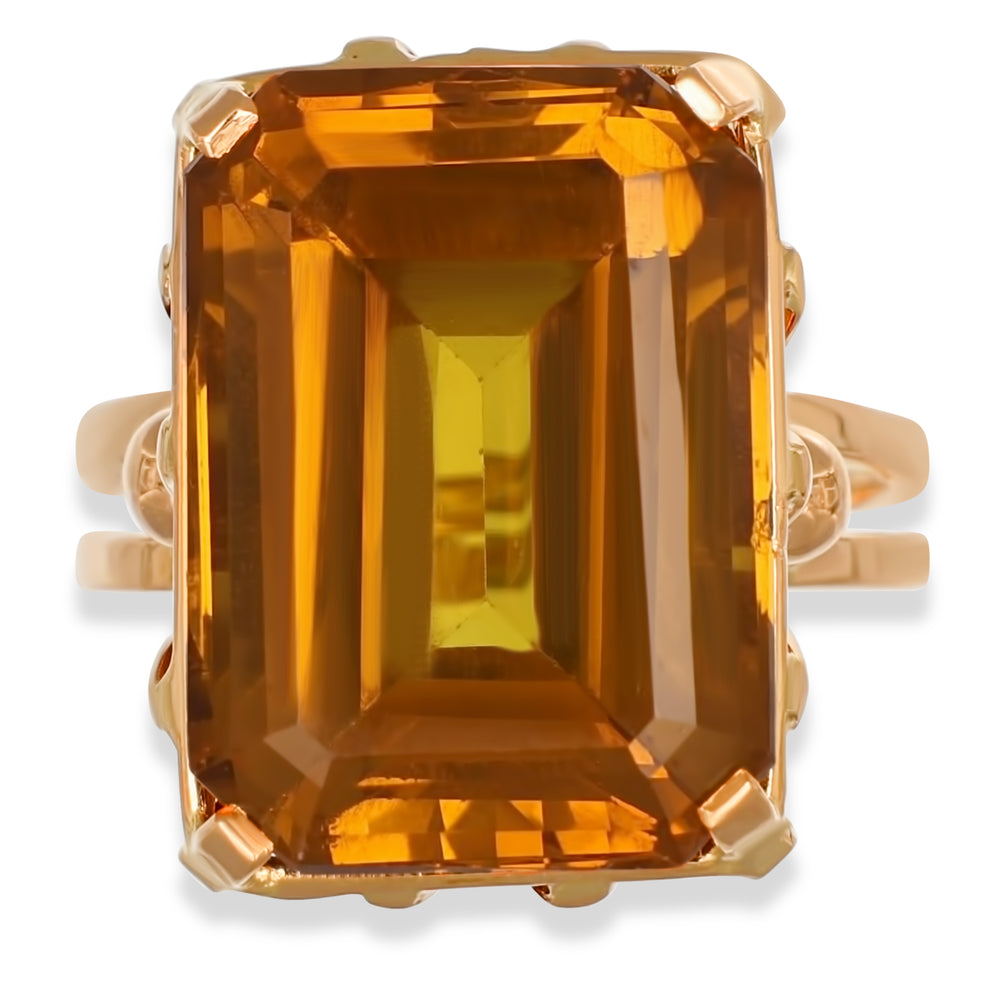 Anello - 18 carati Oro giallo - 15.00ct. tw. Quarzo citrino