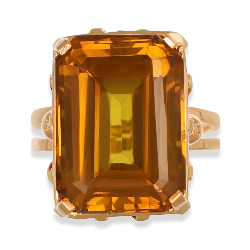 Anello - 18 carati Oro giallo - 15.00ct. tw. Quarzo citrino