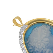 Spilla - 18 carati Oro bianco, Oro giallo, Agata Blu 30 Ct - 0.24ct. tw. Diamante (Naturale)