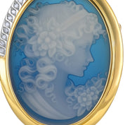 Spilla - 18 carati Oro bianco, Oro giallo, Agata Blu 30 Ct - 0.24ct. tw. Diamante (Naturale)