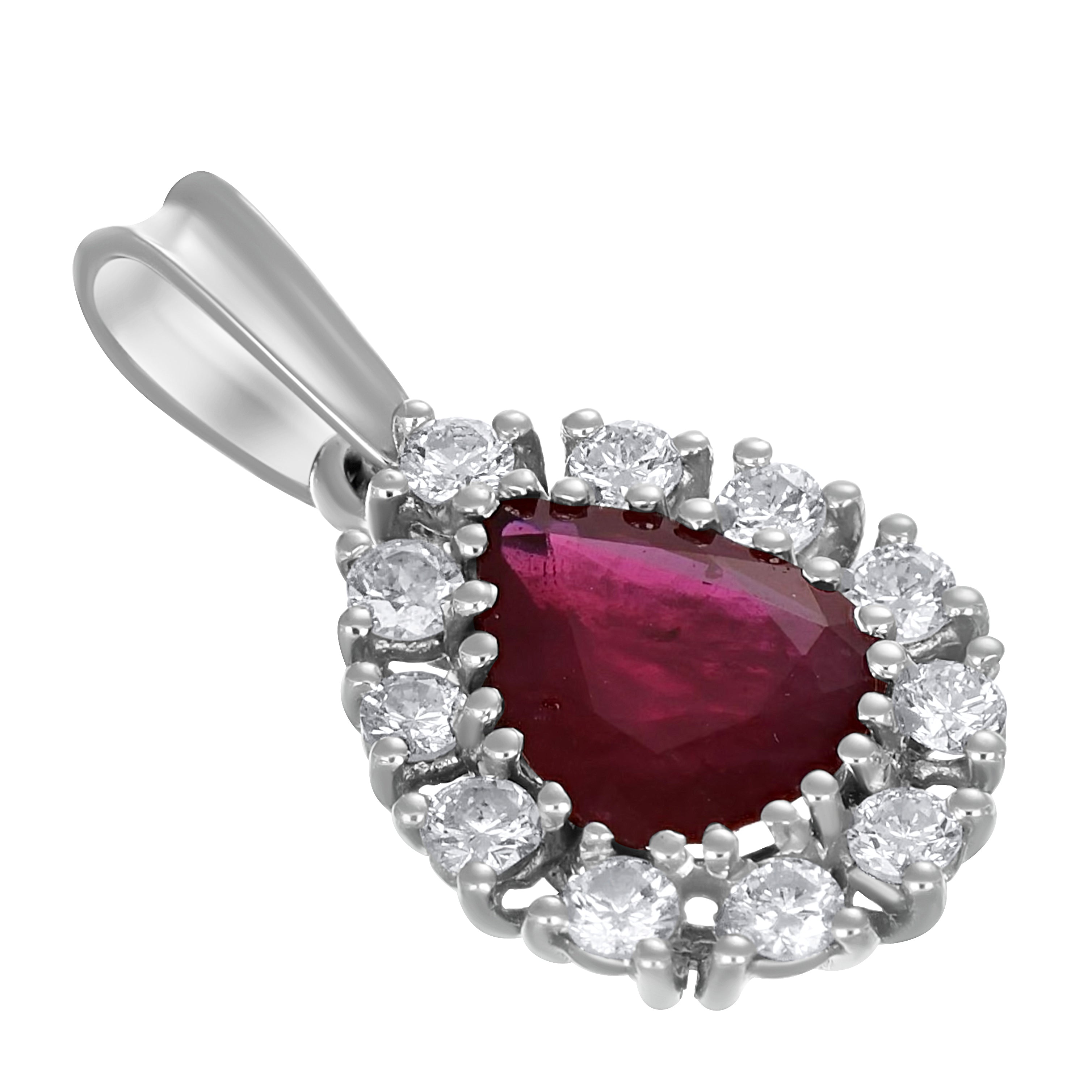 Ciondolo - 18 carati Oro bianco Rubino - Diamante