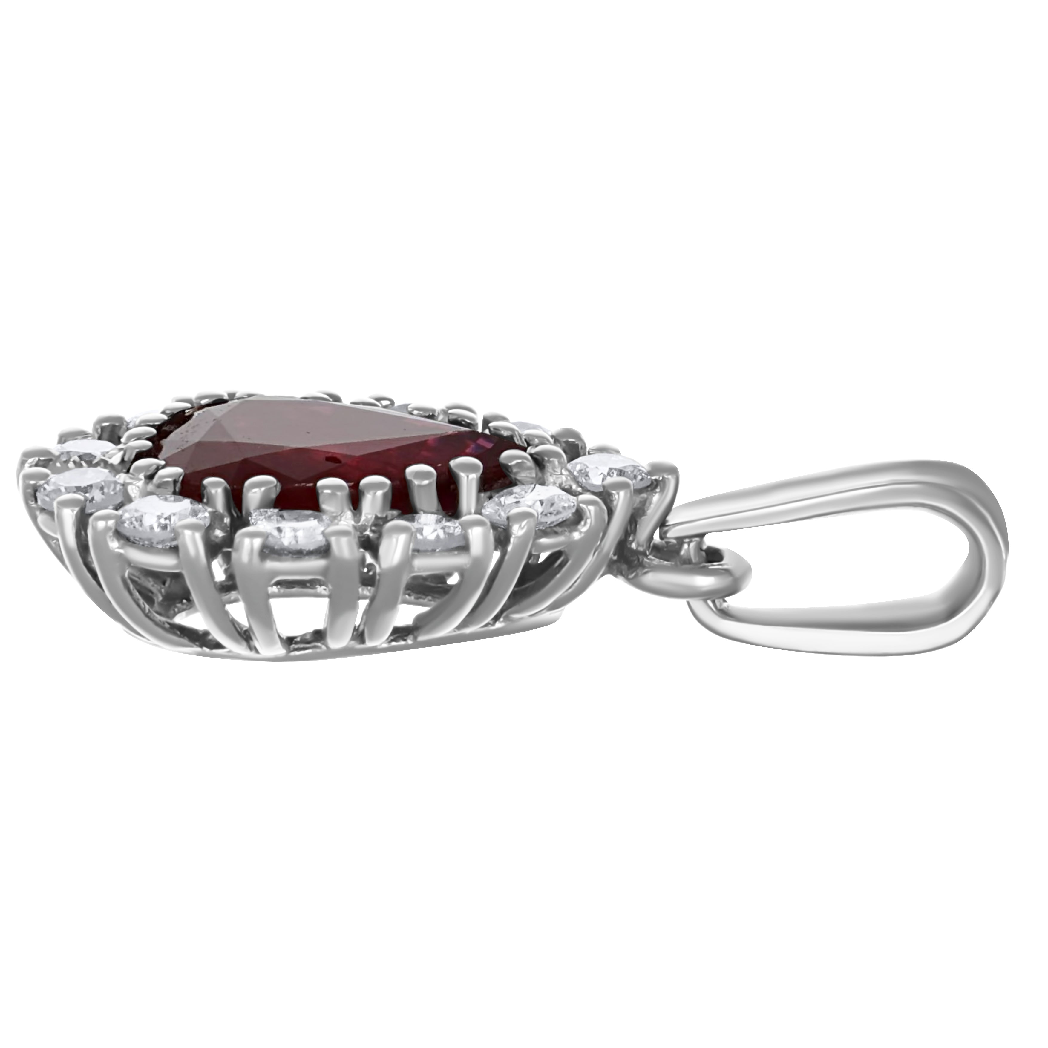 Ciondolo - 18 carati Oro bianco Rubino - Diamante