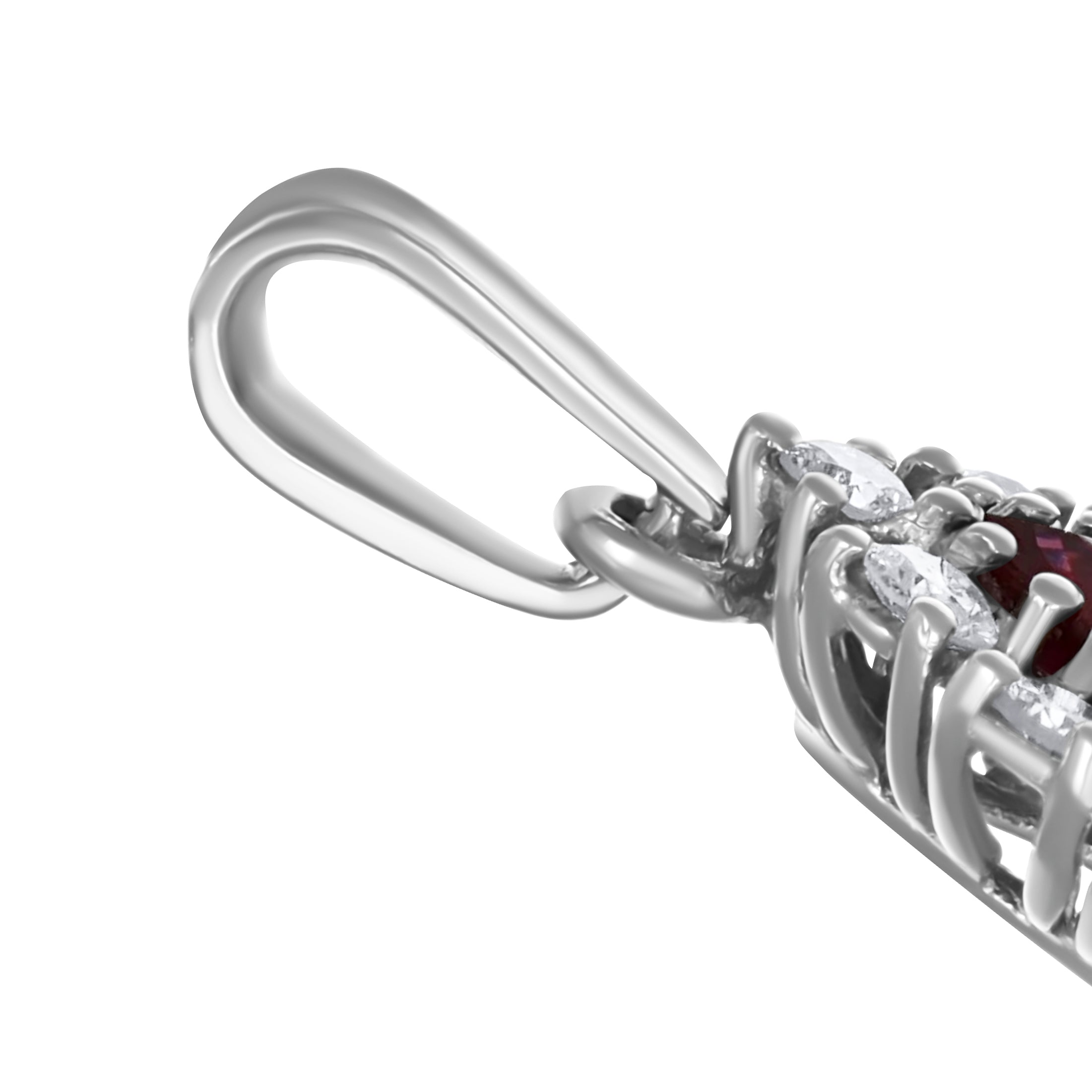 Ciondolo - 18 carati Oro bianco Rubino - Diamante