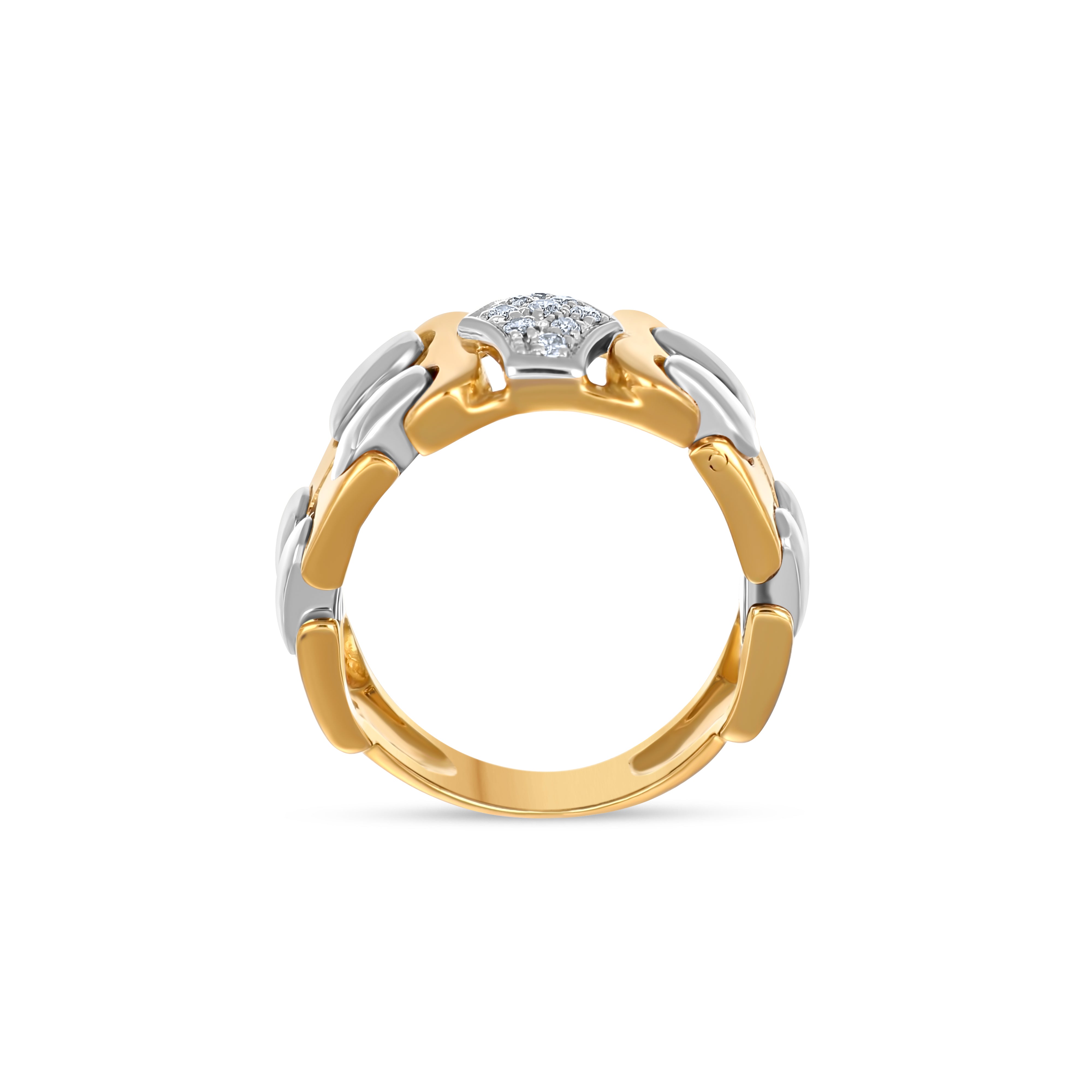 Anello - Oro bianco 18 kt., Oro giallo - 0,14 ct. tw. Diamante (naturale)