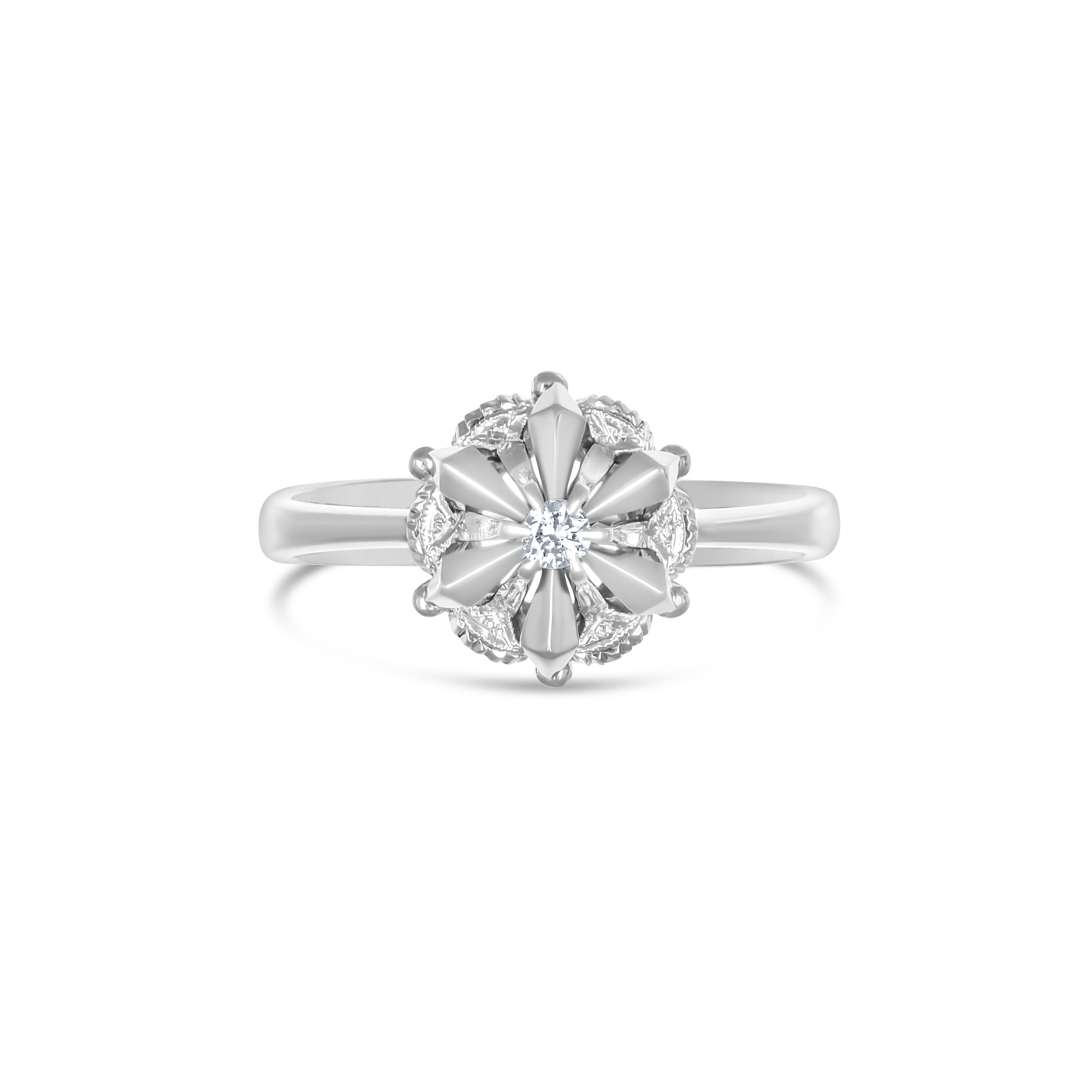 Anello - 18 carati Oro bianco - 0.05ct. tw. Diamante (Naturale)