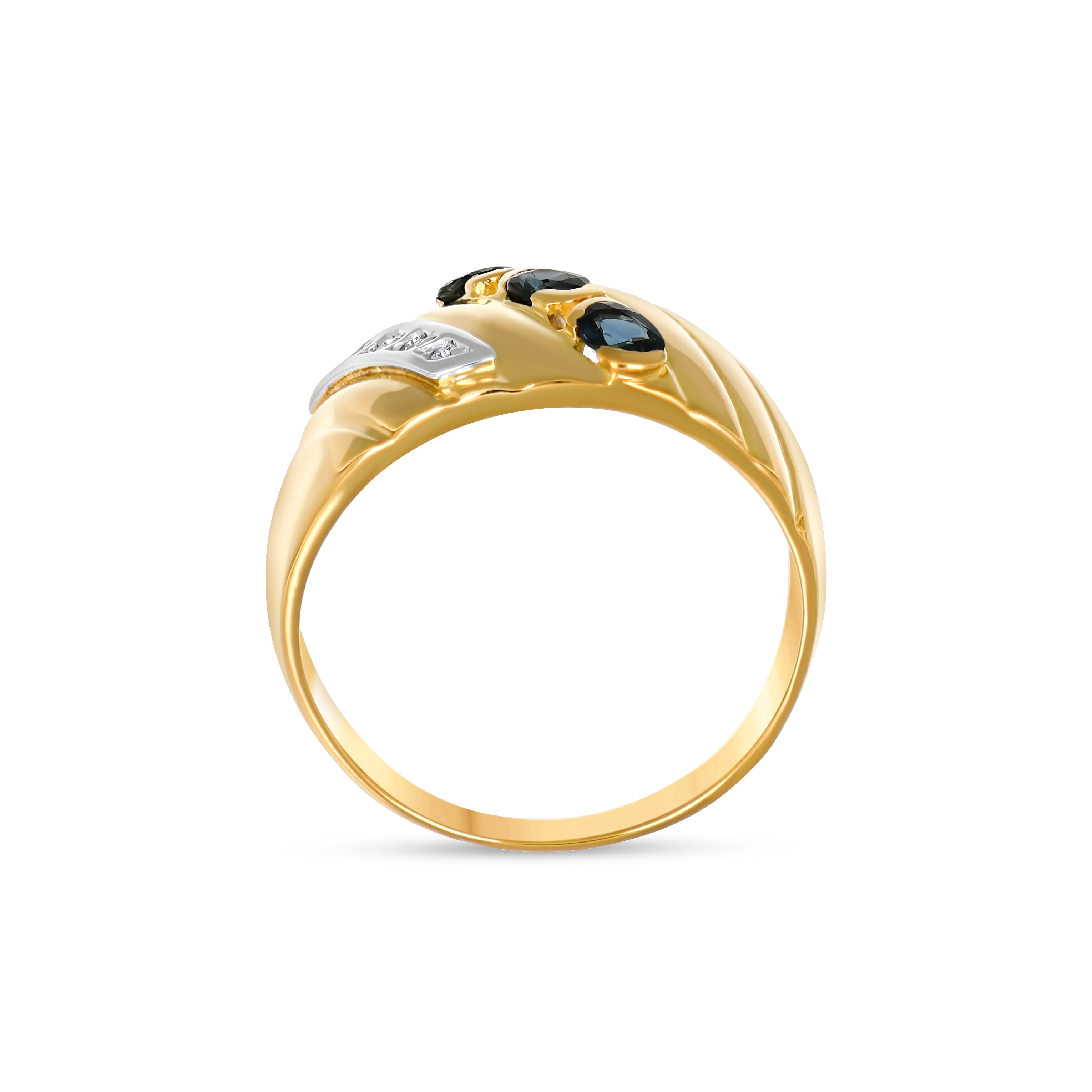 Anello - 18 carati Oro bianco, Oro giallo - 0.41ct. tw. Zaffiro - Diamante