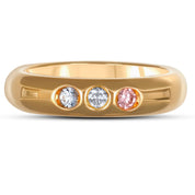 Anello - Oro giallo 18 kt., Diamante - Quarzo rosa - Topazio - 0,24 ct. tw.