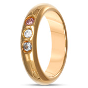 Anello - Oro giallo 18 kt., Diamante - Quarzo rosa - Topazio - 0,24 ct. tw.