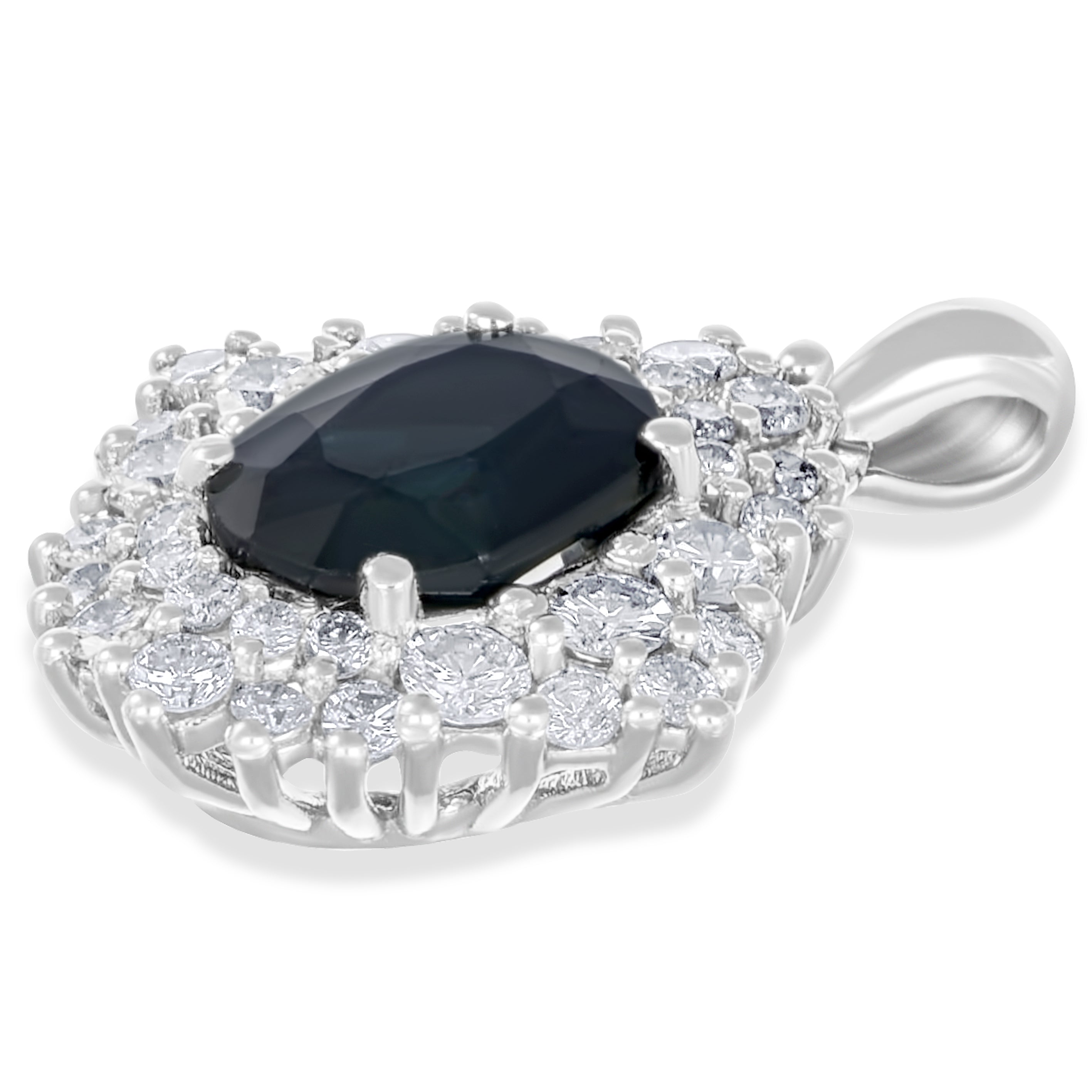 Ciondolo - 18 carati Oro bianco - 2.30ct. tw. Zaffiro - Diamante