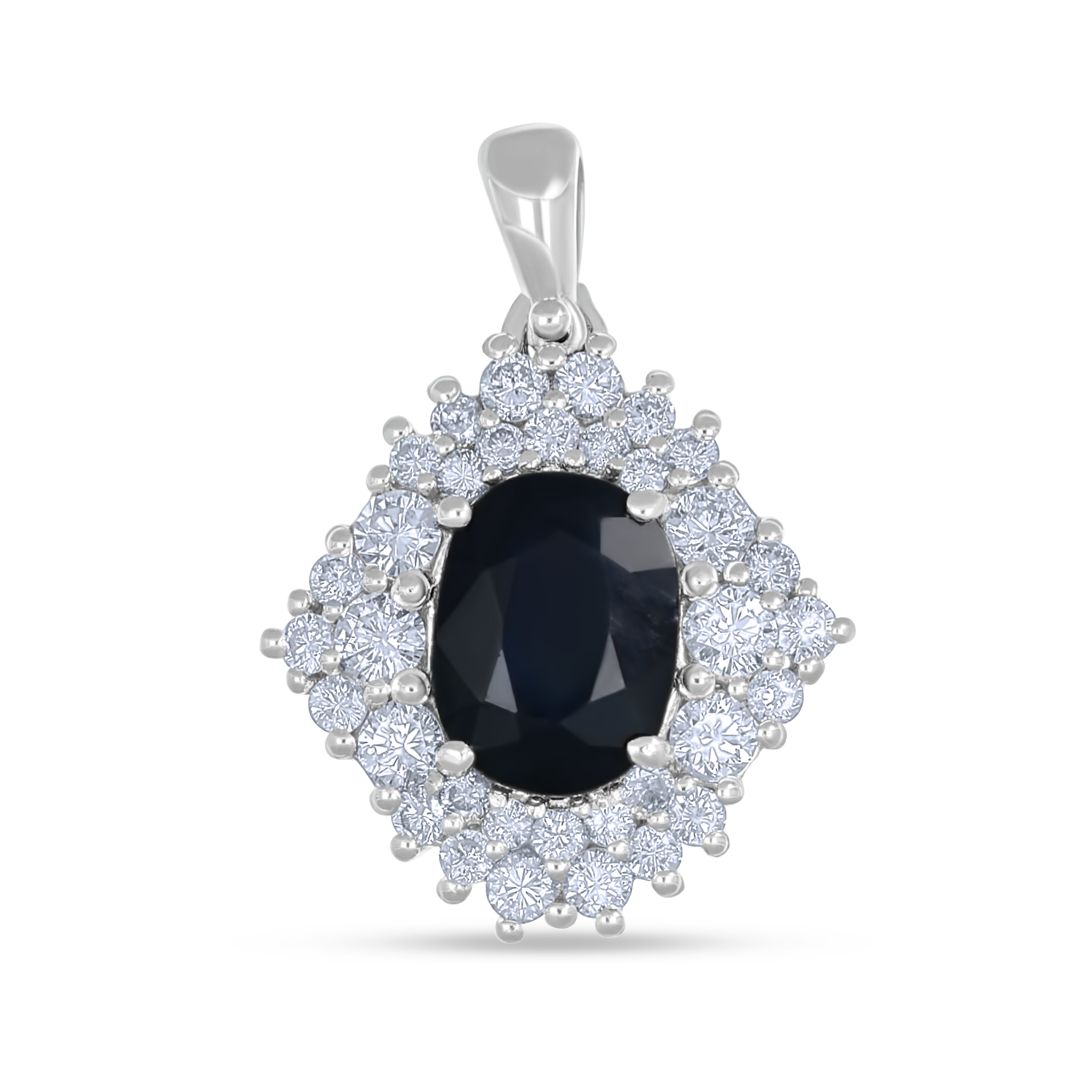 Ciondolo - 18 carati Oro bianco - 2.30ct. tw. Zaffiro - Diamante