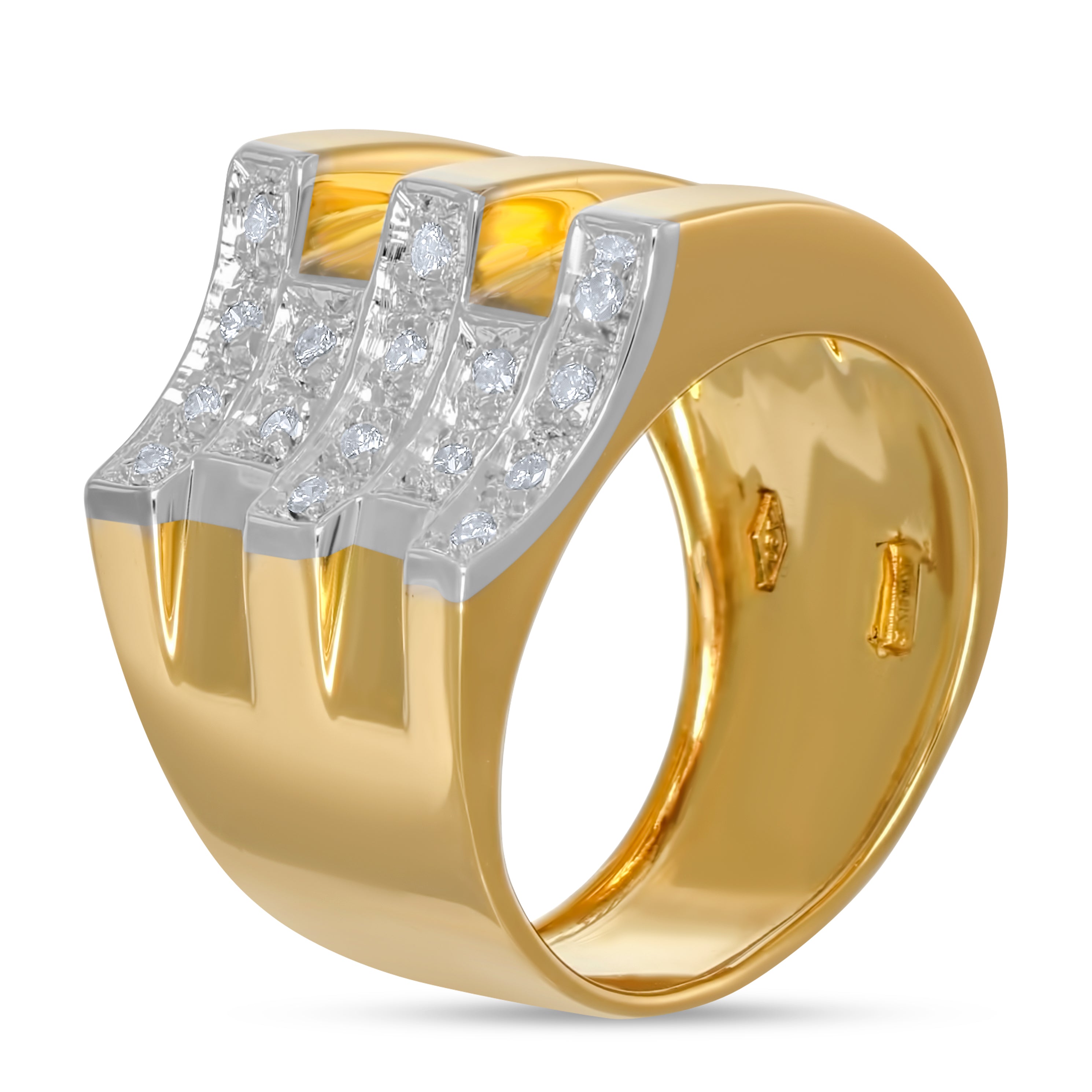 Anello - Oro bianco 18 kt., Oro giallo - 0,16 ct. tw. Diamante (naturale)