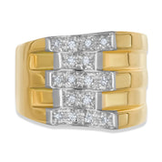 Anello - Oro bianco 18 kt., Oro giallo - 0,16 ct. tw. Diamante (naturale)