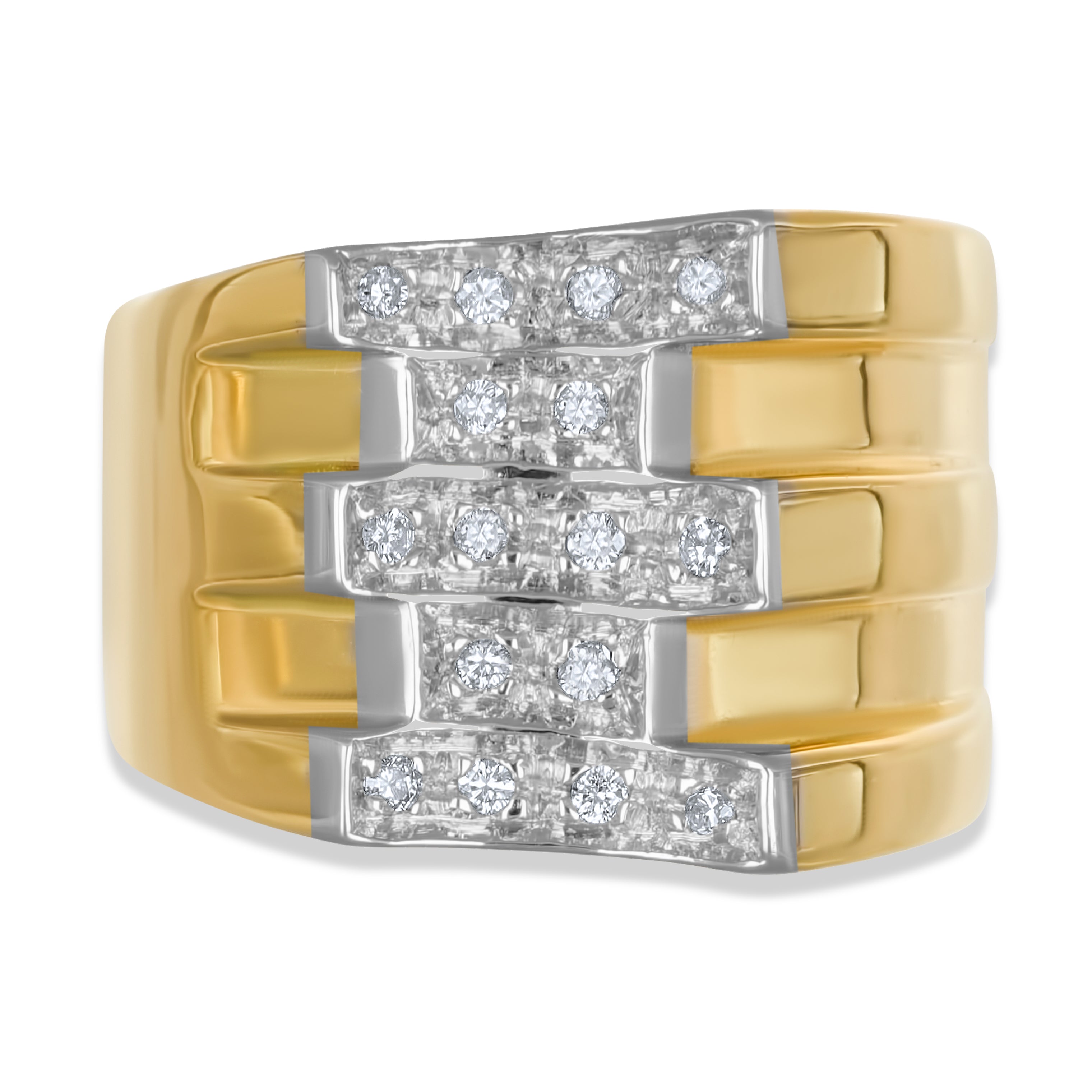 Anello - Oro bianco 18 kt., Oro giallo - 0,16 ct. tw. Diamante (naturale)