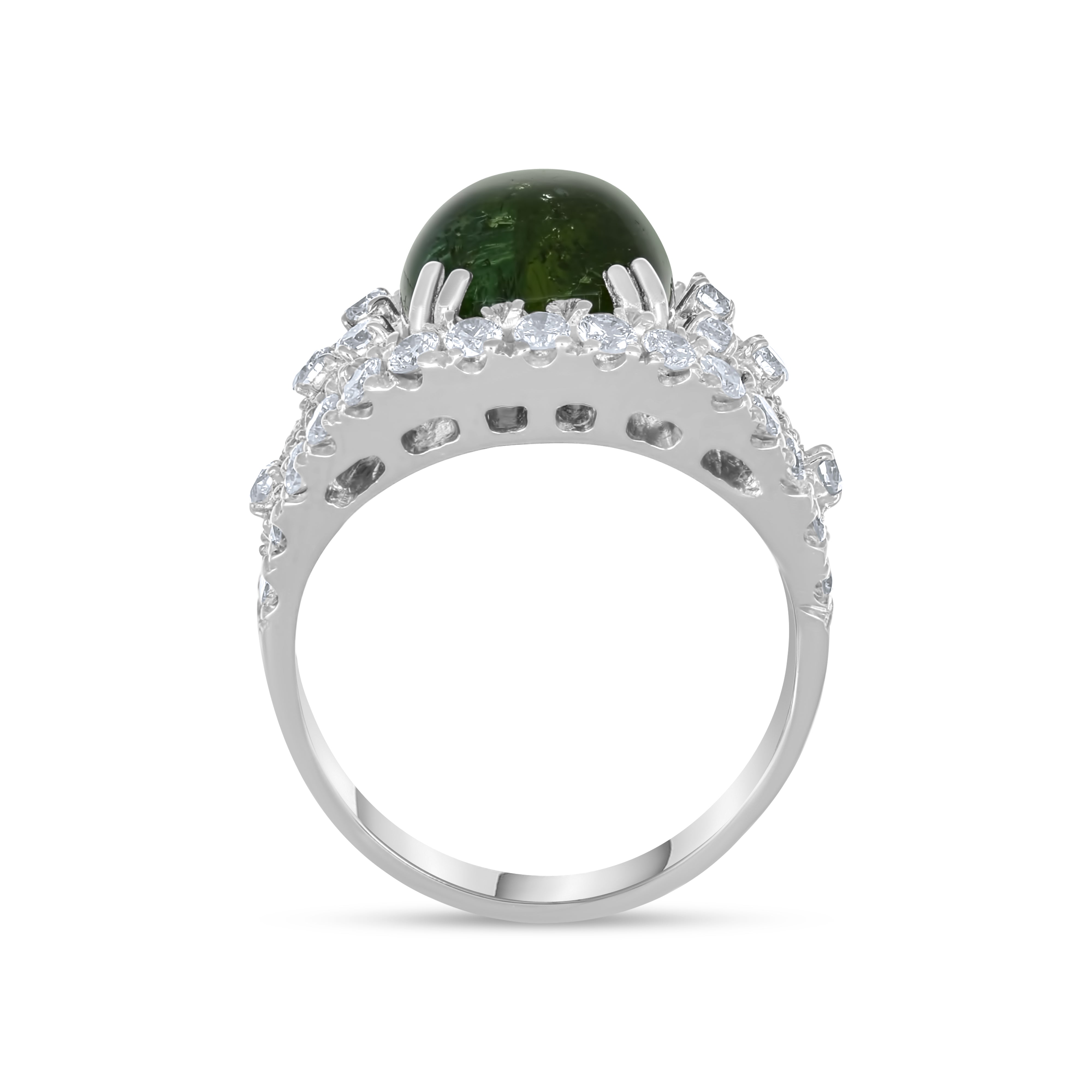 Anello - Oro bianco 18 kt. - 6,95 ct. tw. Tormalina - Diamante