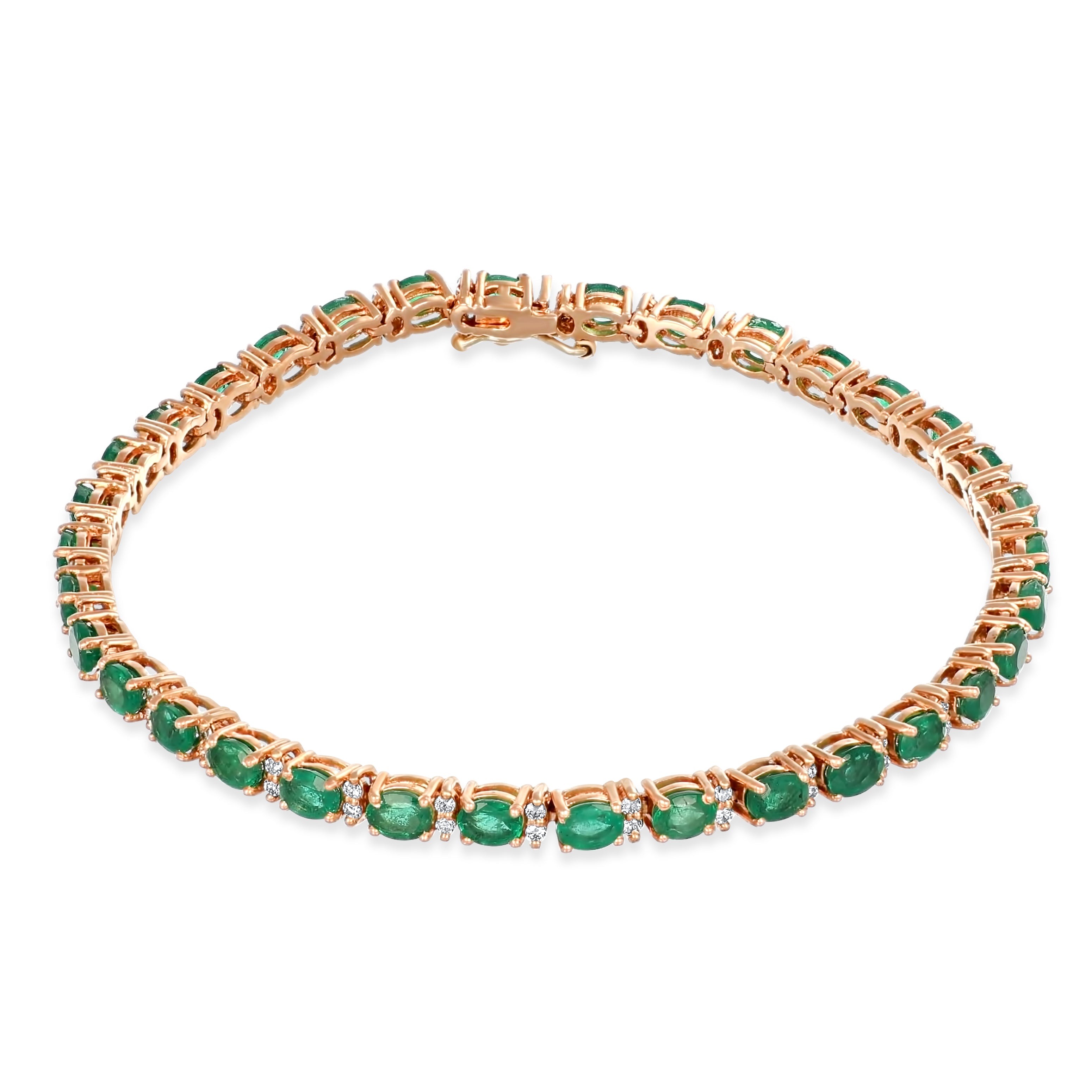 Bracciale - 18 carati Oro rosa - 5.90ct. tw. Smeraldo - Diamante