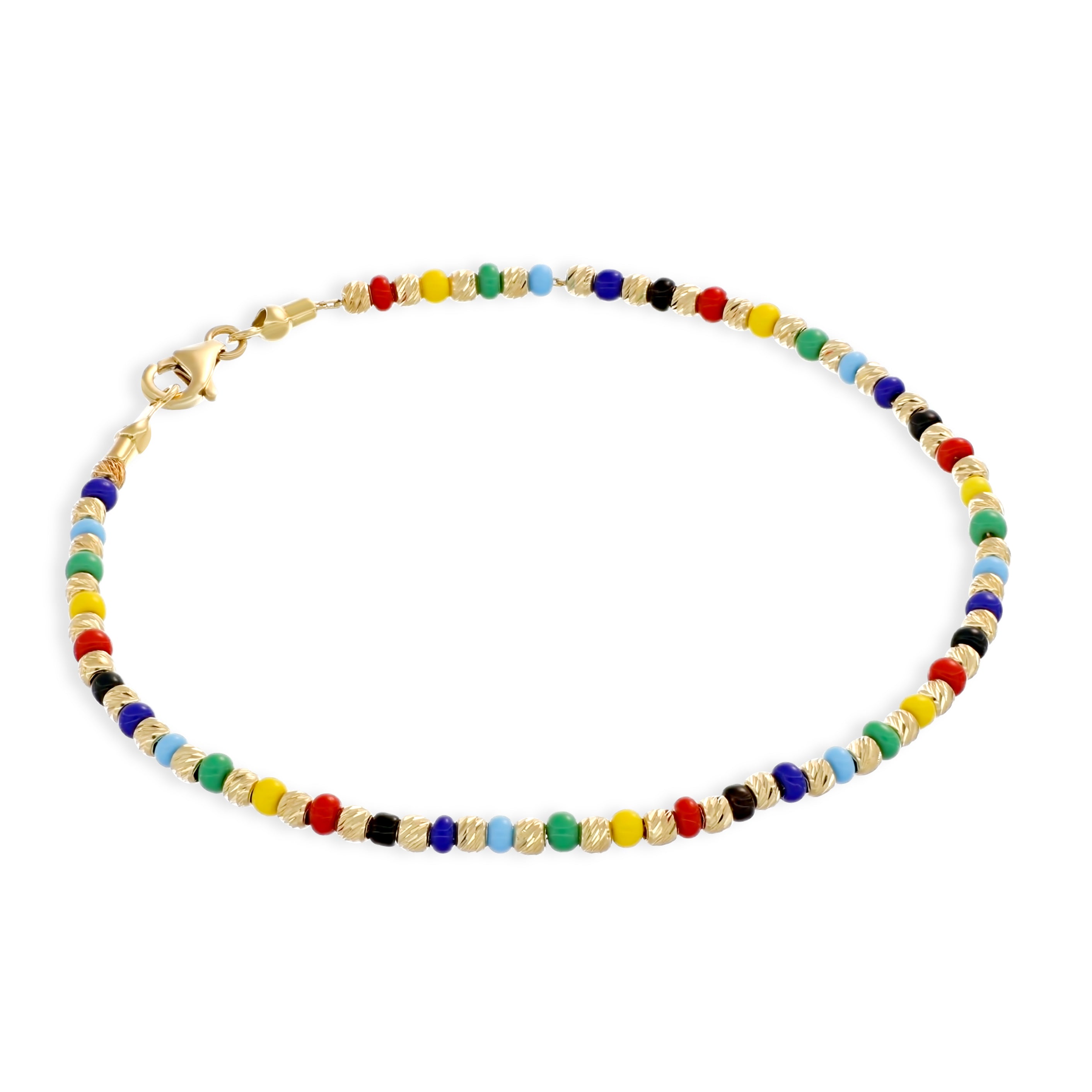 18 carati  , Oro giallo - Bracciale con perline colorate