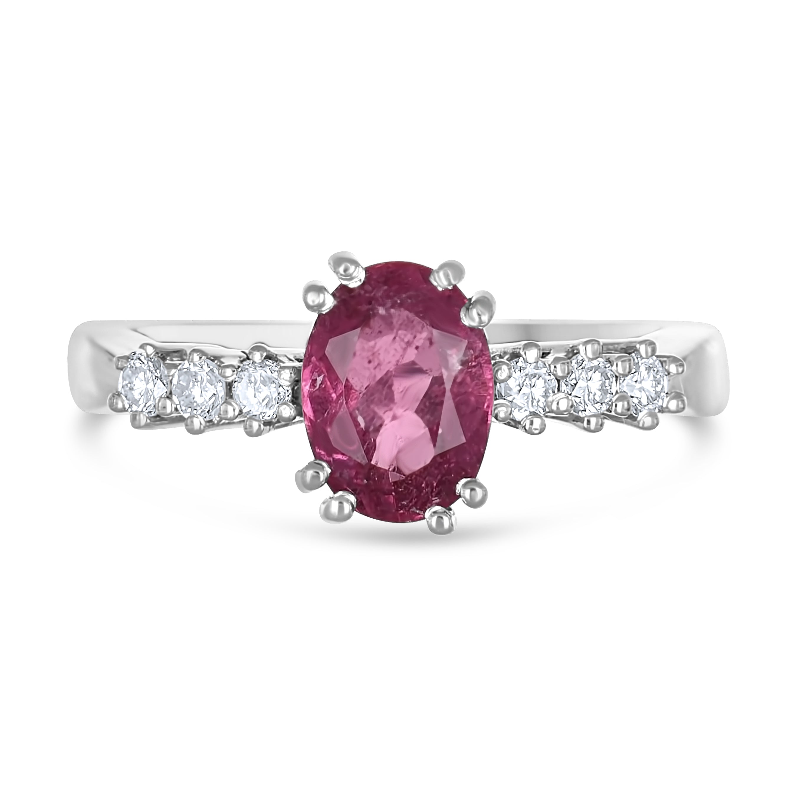 Anello - 18 carati Oro bianco - 1.64ct. tw. Tormalina - Diamante