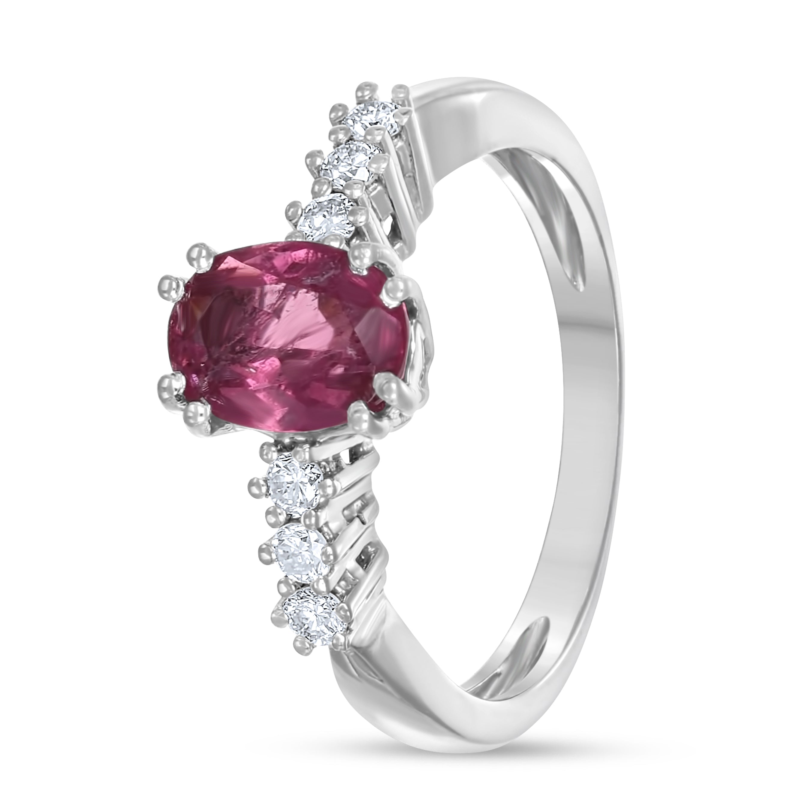 Anello - 18 carati Oro bianco - 1.64ct. tw. Tormalina - Diamante