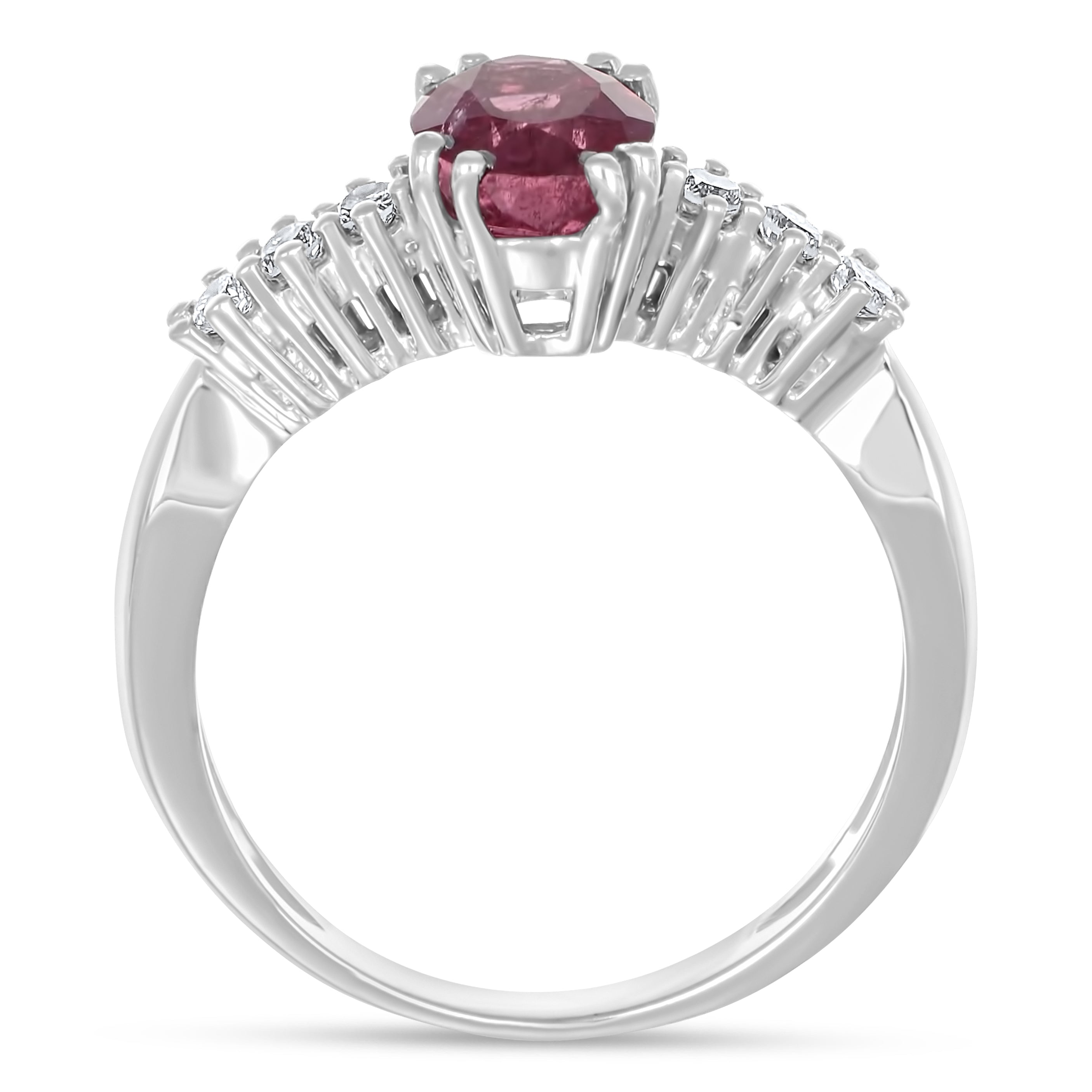 Anello - 18 carati Oro bianco - 1.64ct. tw. Tormalina - Diamante