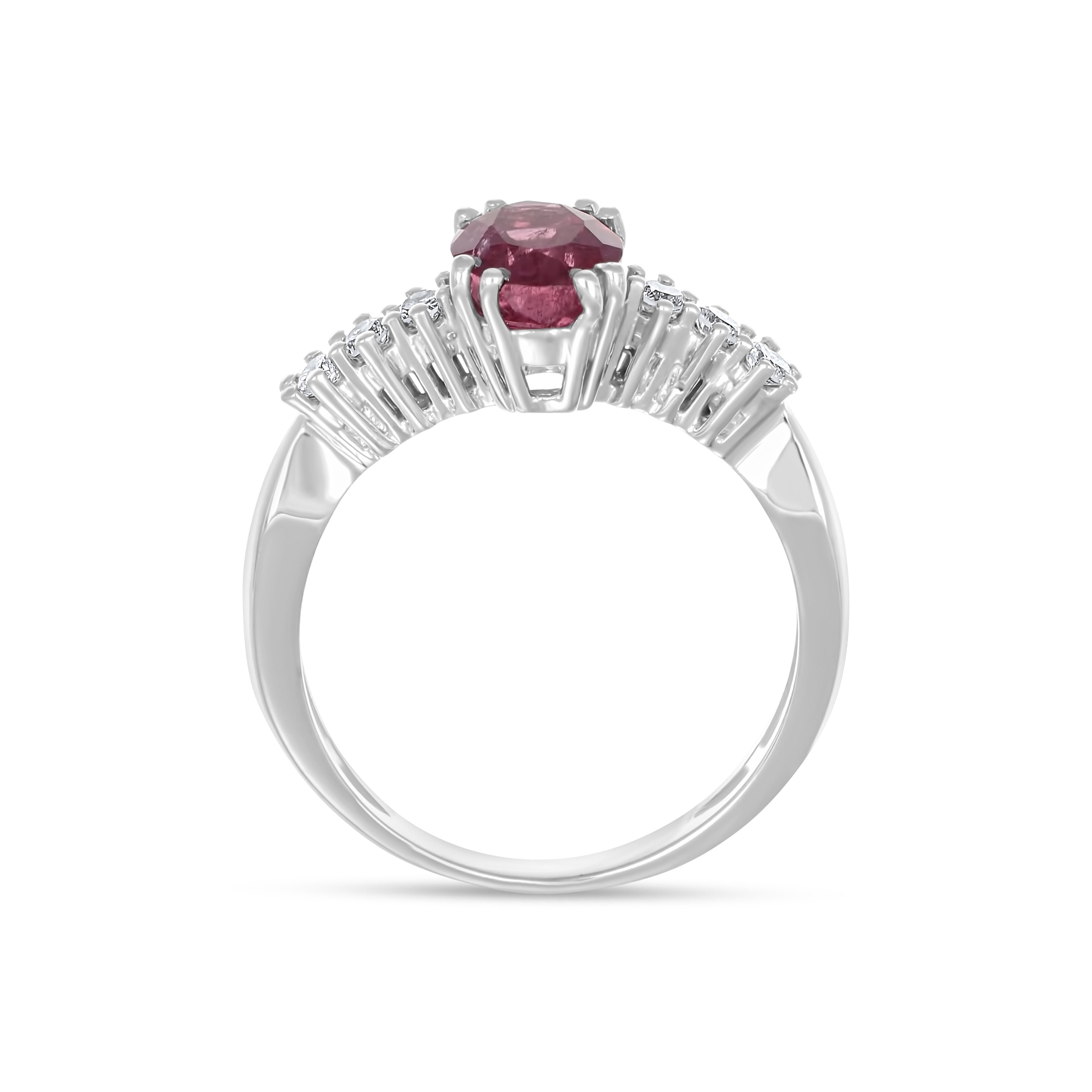 Anello - 18 carati Oro bianco - 1.64ct. tw. Tormalina - Diamante